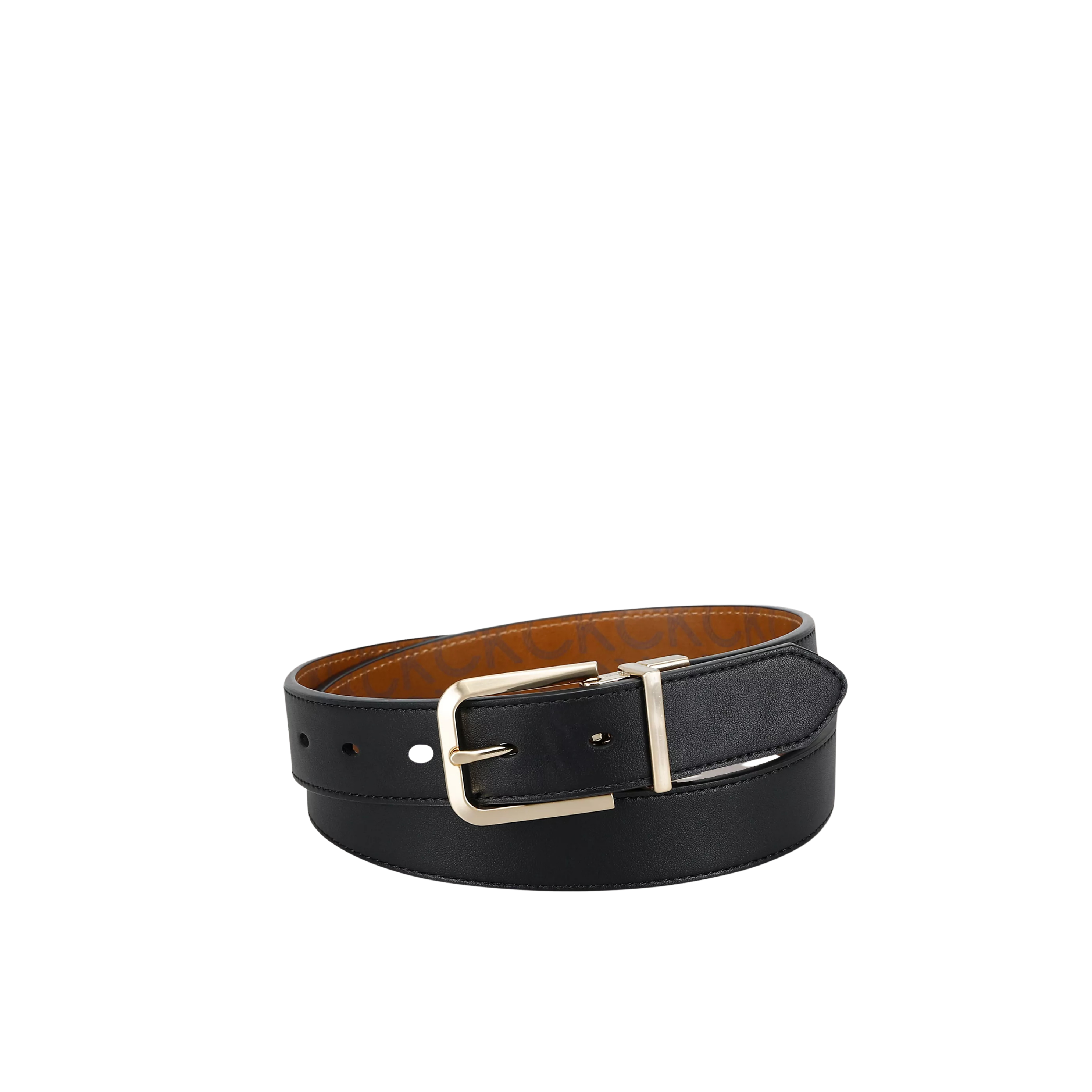 Calvin Klein Women Reversible Monogram Logo Belt - Black Logo