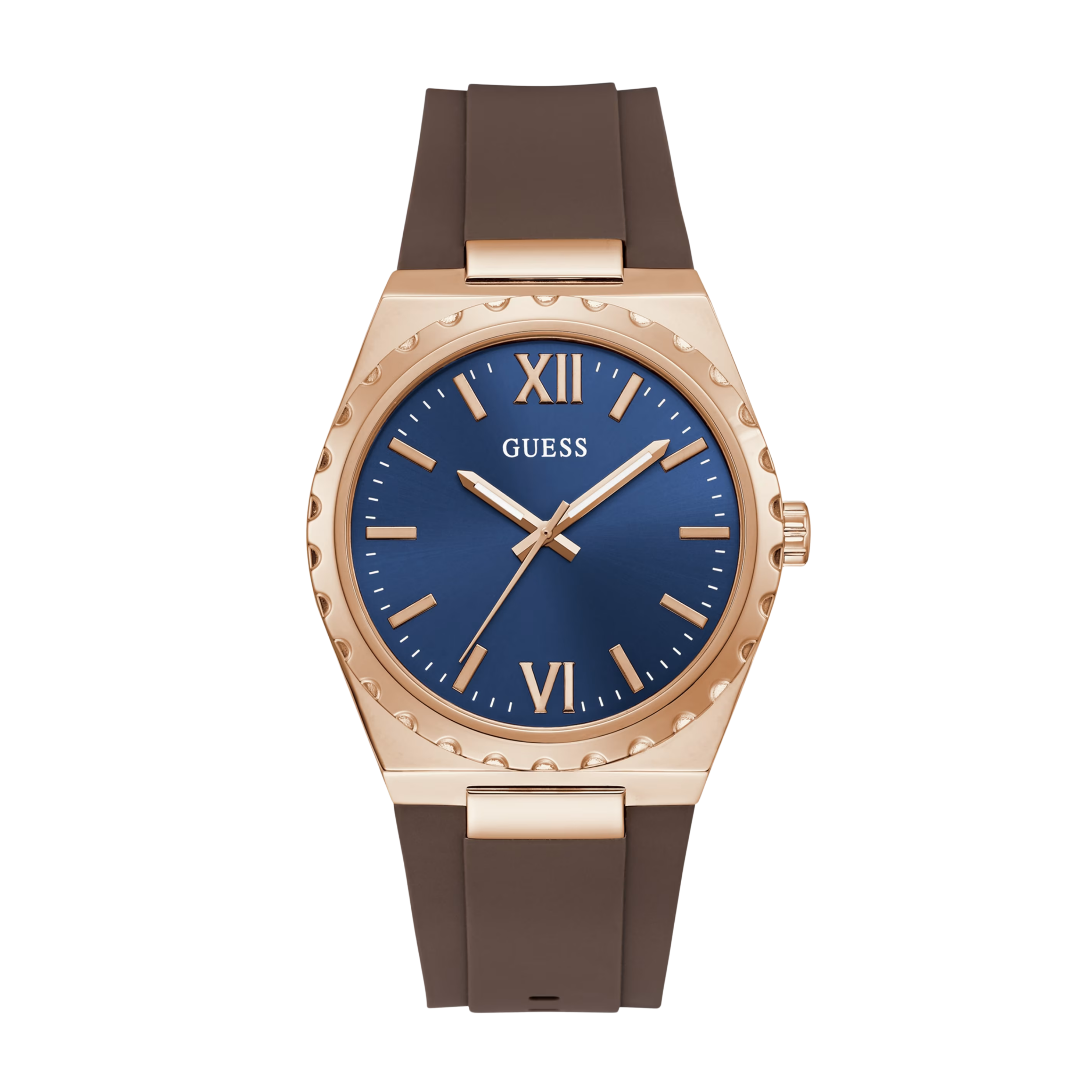 Guess Men Two-Tone Analog Silicon Watch - Brown