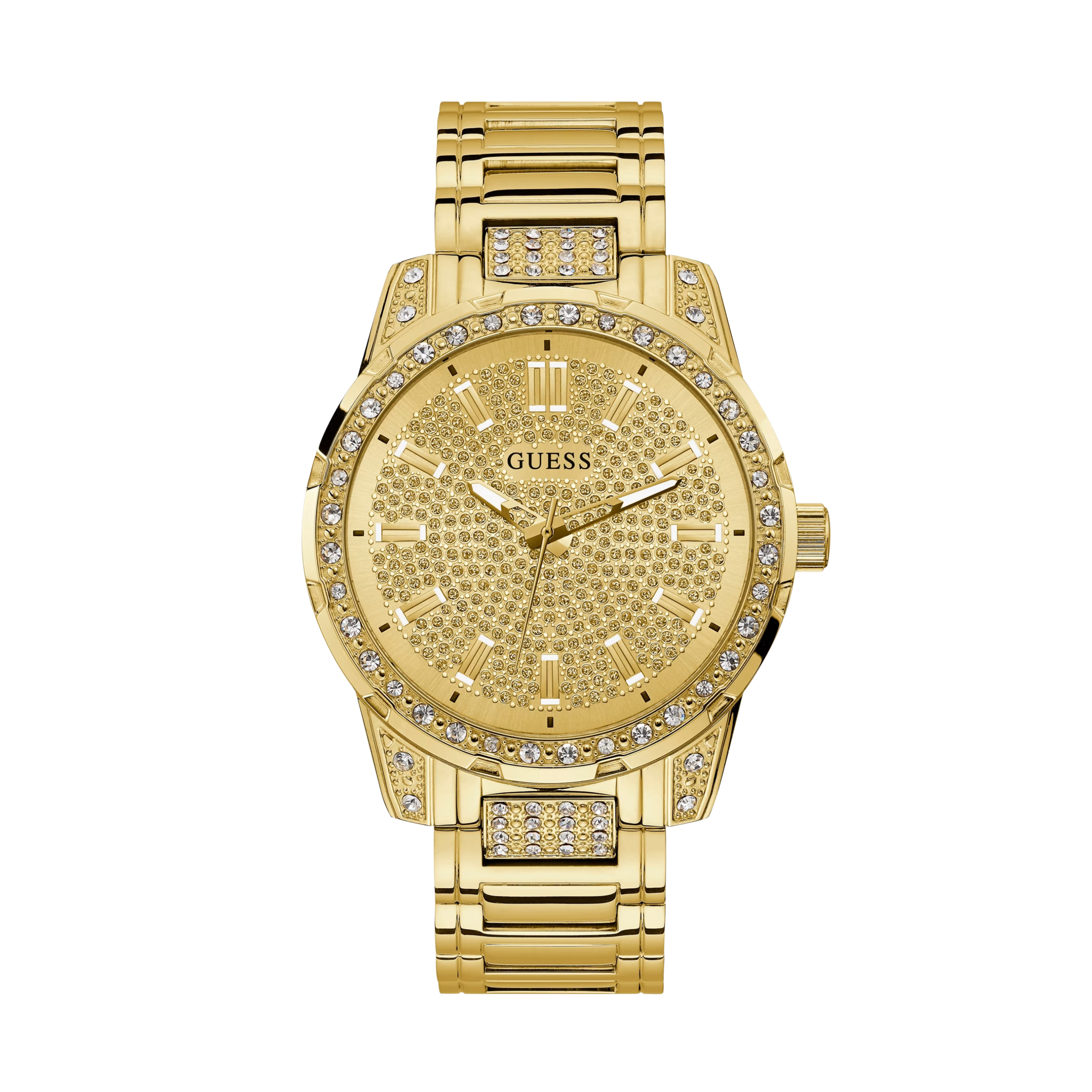 Guess Men Gold-Tone and Rhinestone Analog Watch