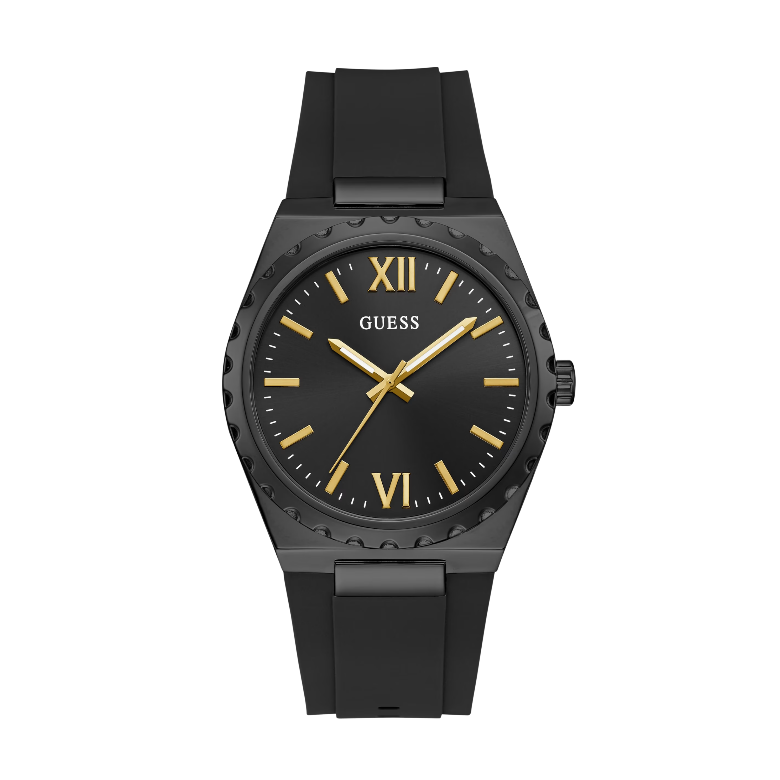 Guess Men Black Silicon Analog Watch - Black