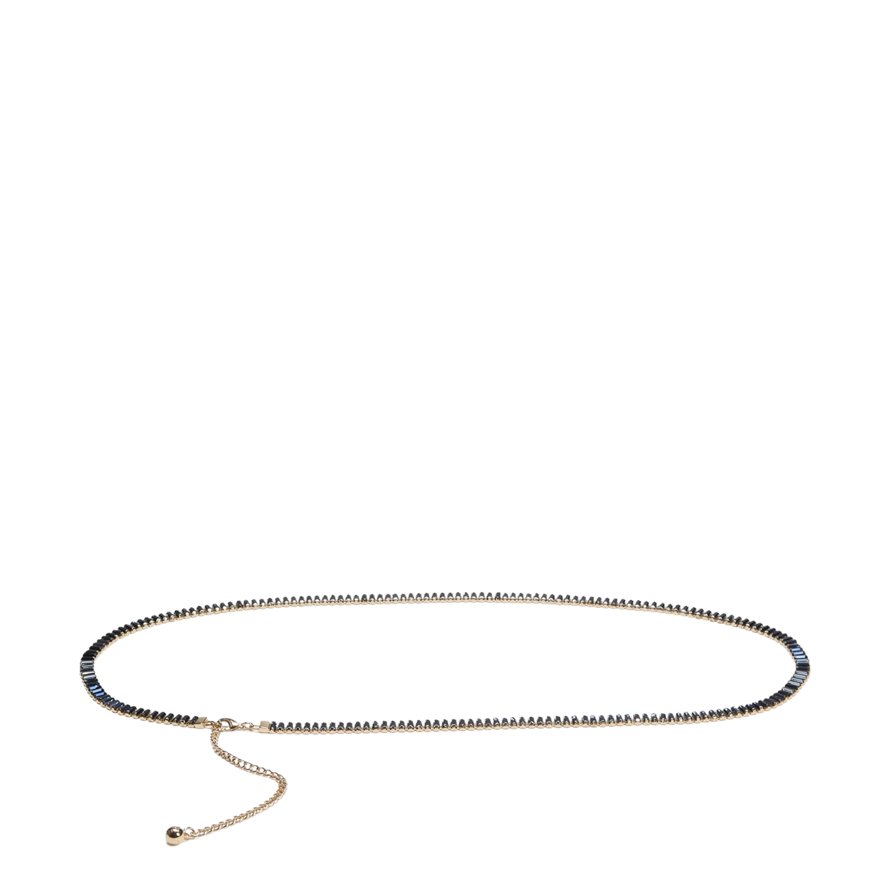 Guess Women Baguette Rhinestone Thin Belt - Midnight Blue