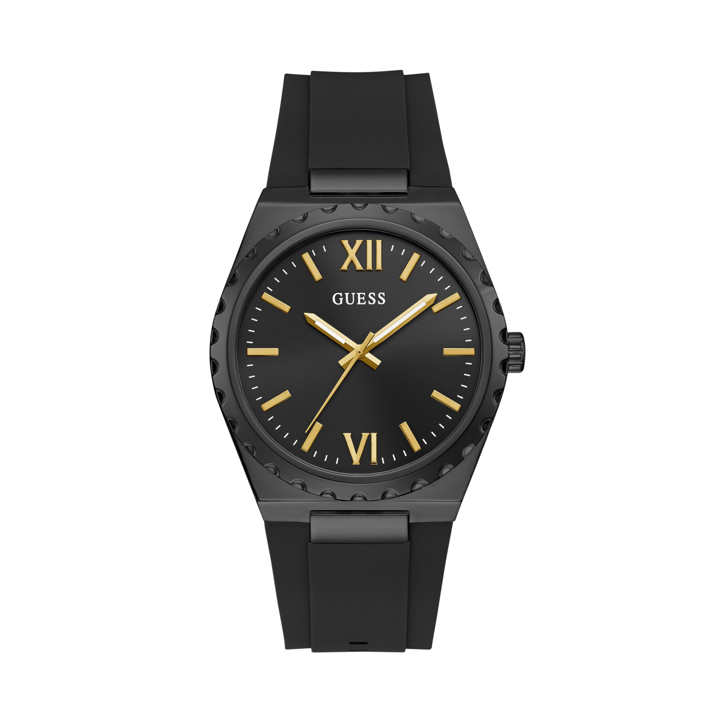 Guess Men Black Silicon Analog Watch - Black