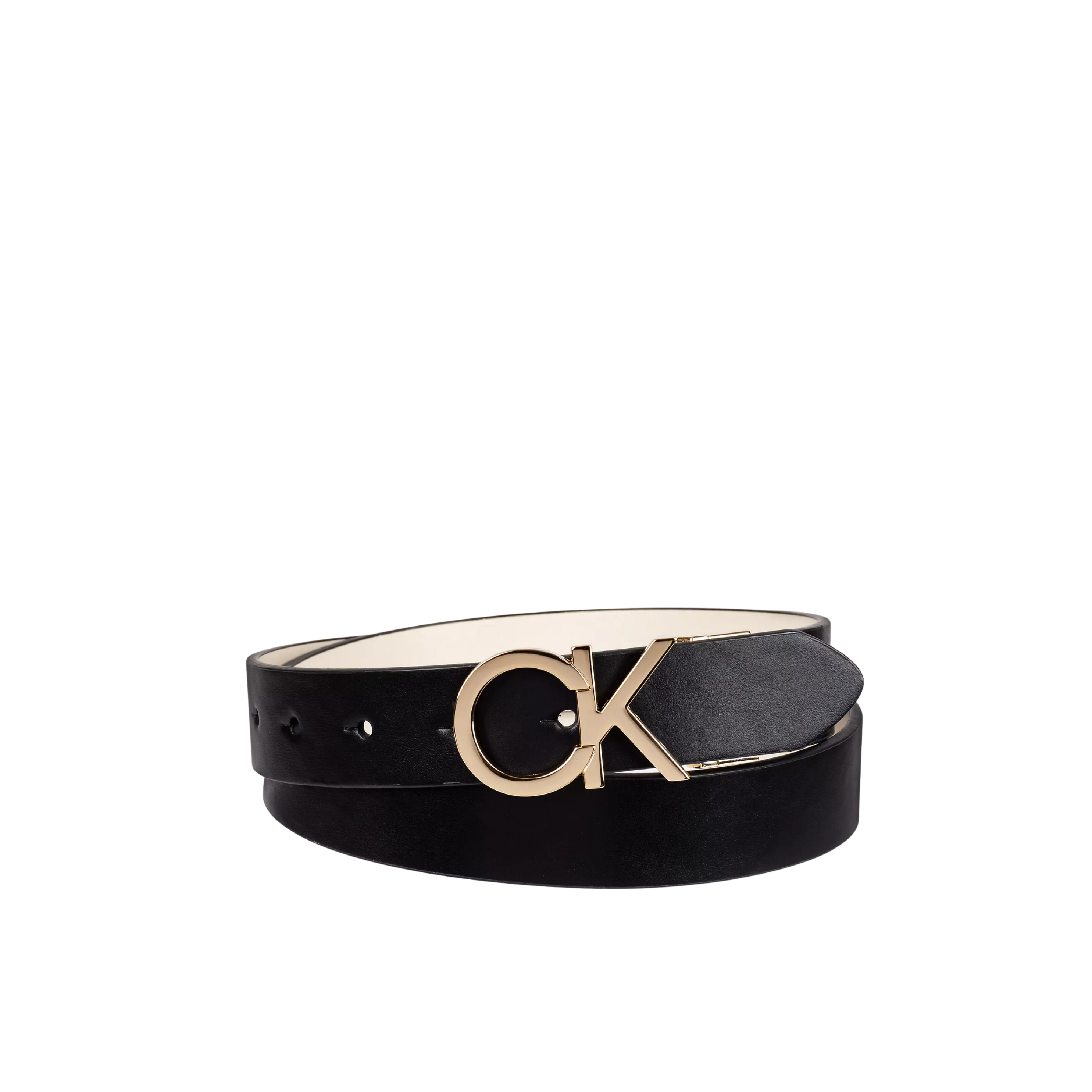 Calvin Klein Women Monogram Logo Plaque Reversible Belt - Black Bone