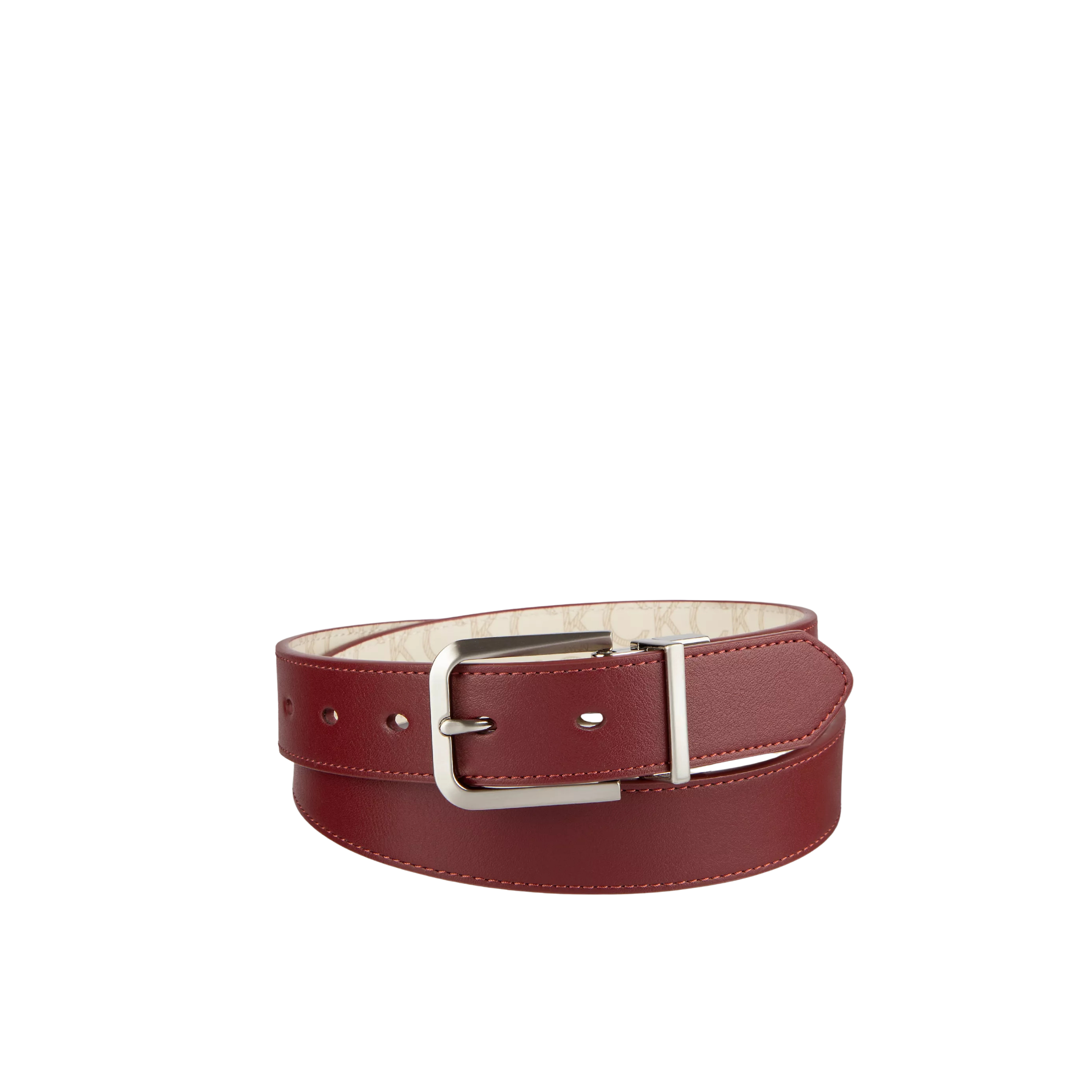 Calvin Klein Women Reversible Monogram Logo Belt - Burgundy