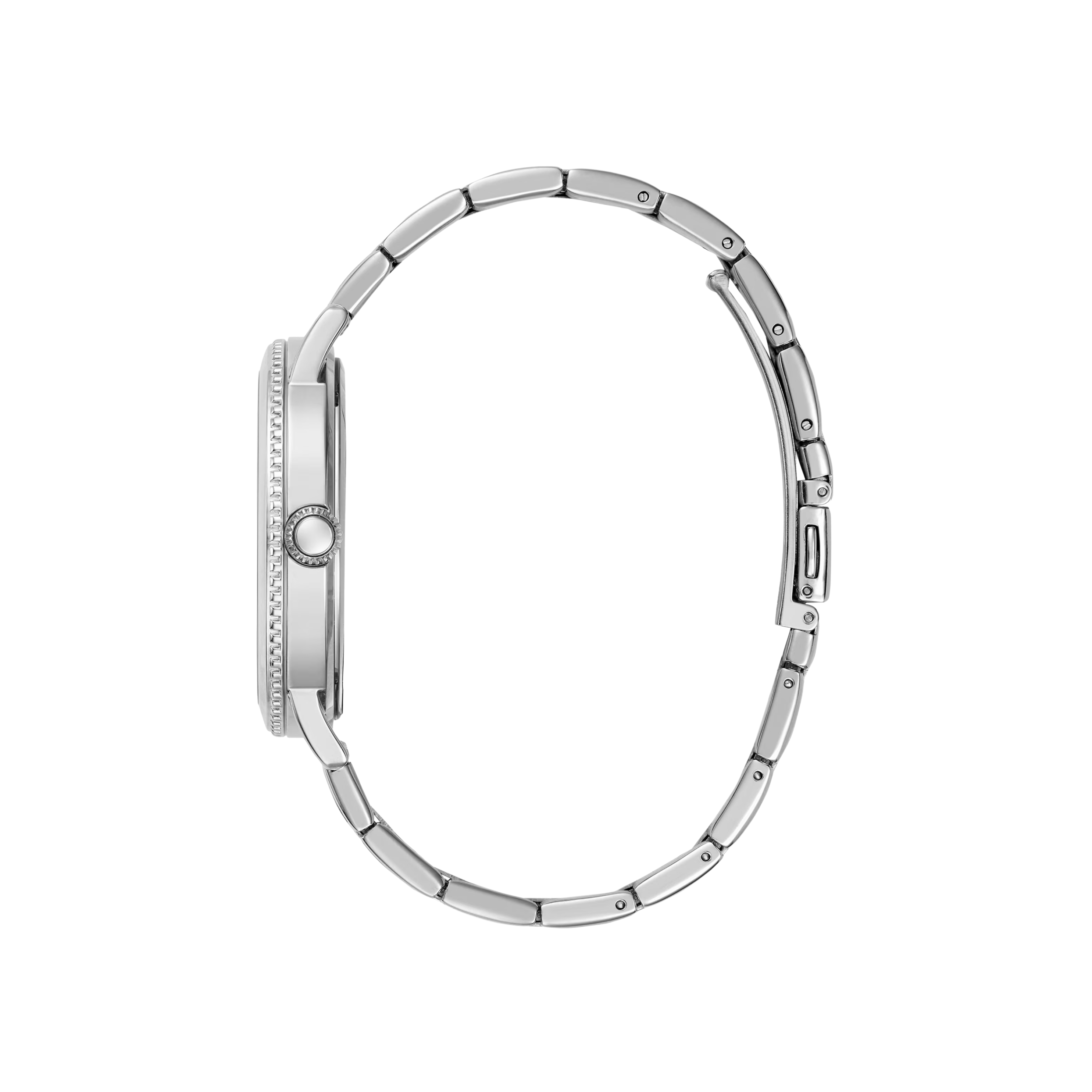 Guess Men Silver-Tone and Blue Analog Watch