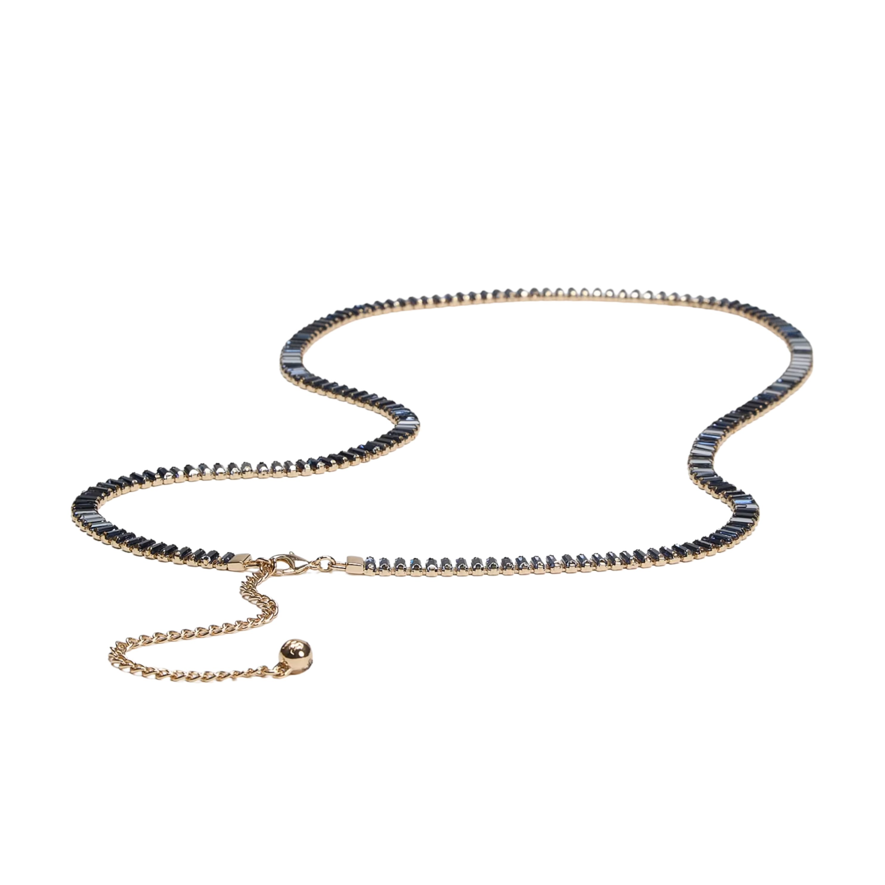 Guess Women Baguette Rhinestone Thin Belt - Midnight Blue