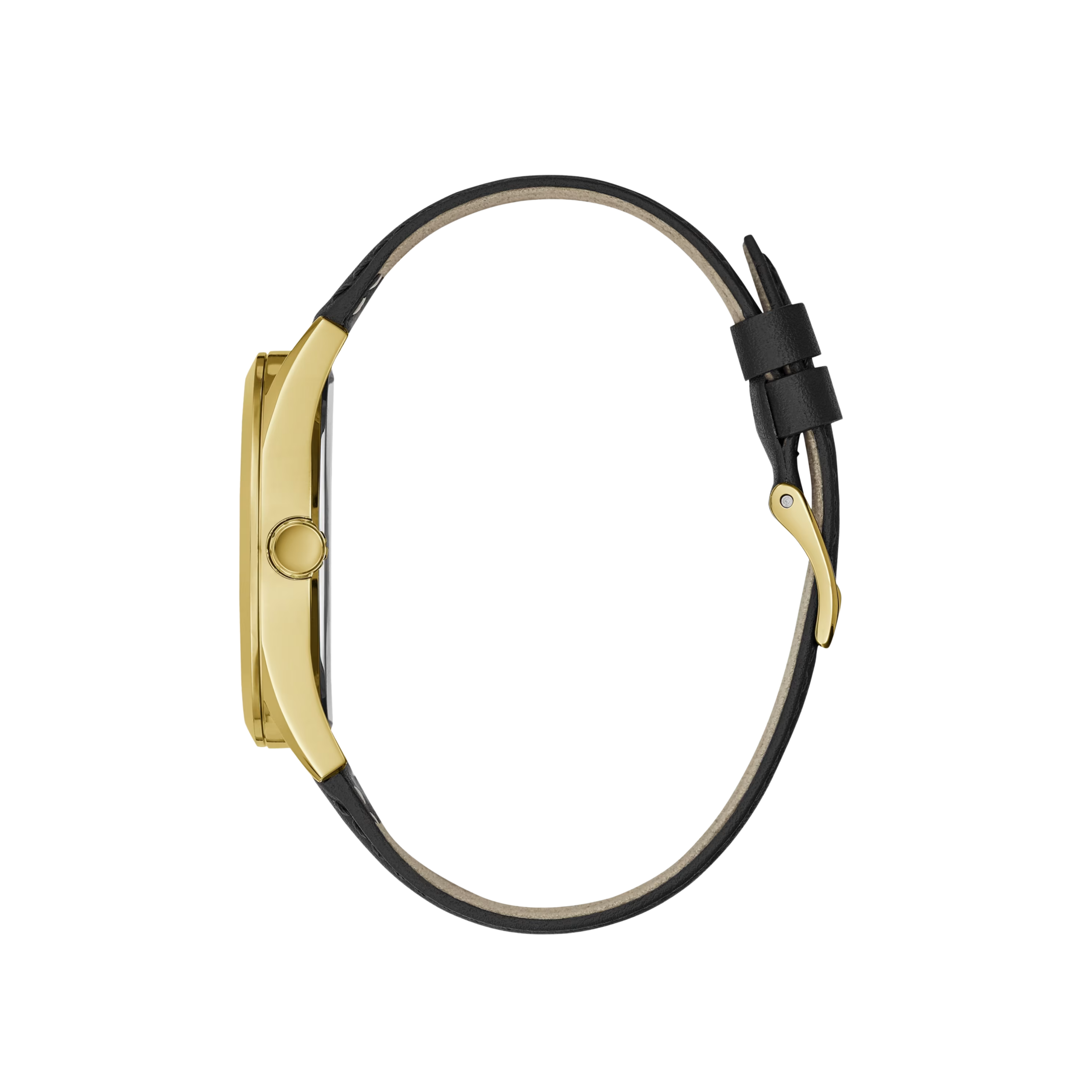 Guess Men Black and Gold-Tone Leather Multifunction Watch - Black