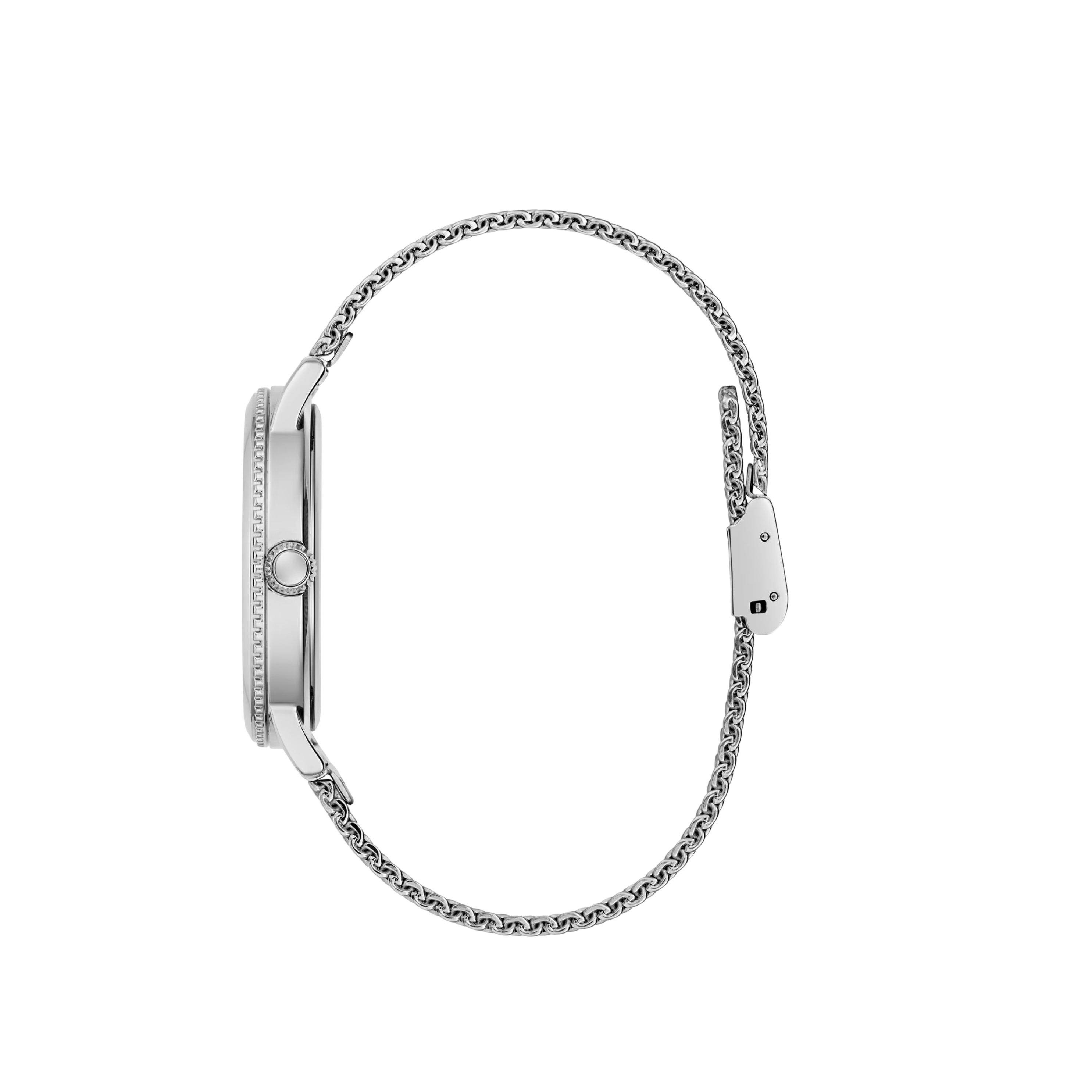 Guess Men Silver-Tone Mesh Analog Watch - Silver