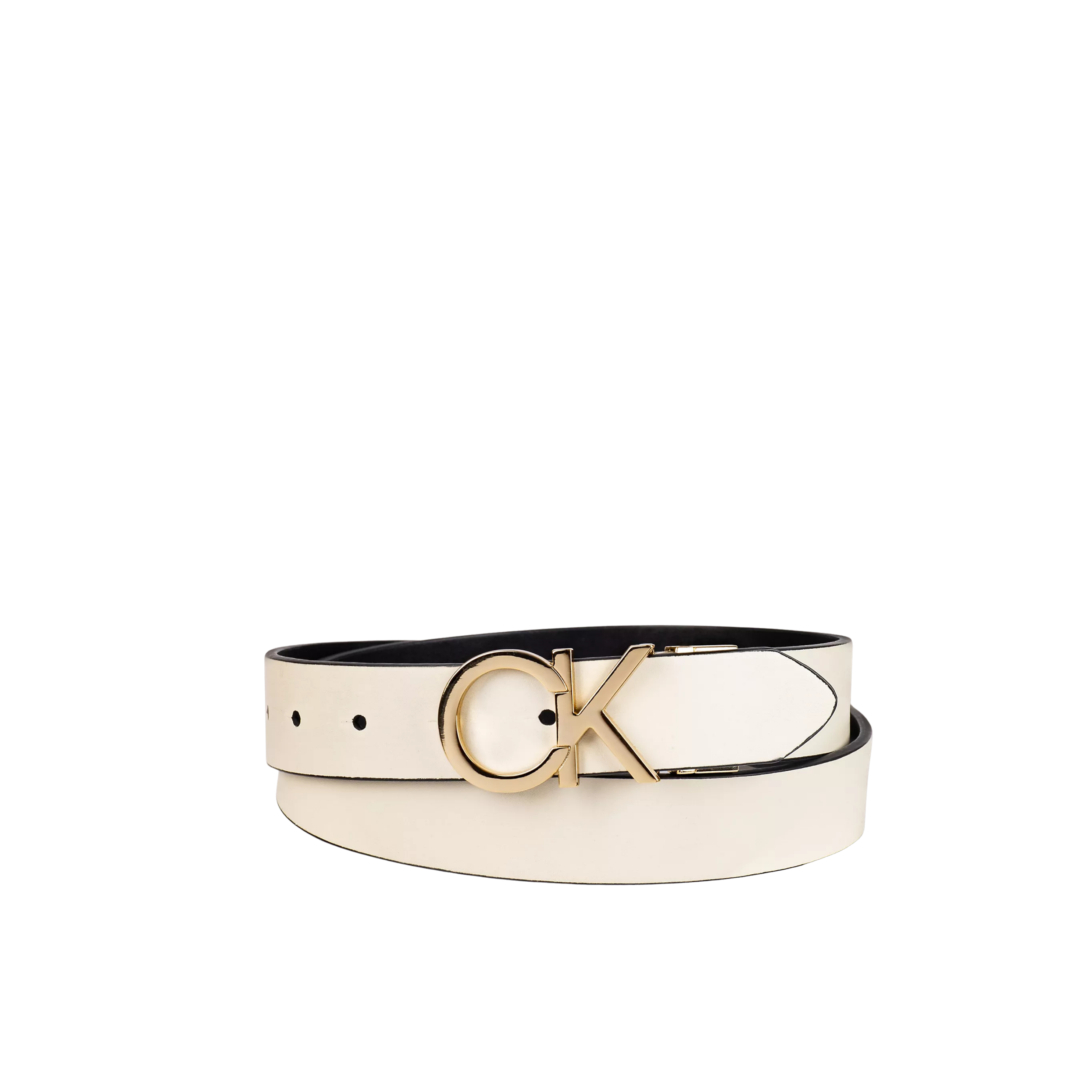 Calvin Klein Women Monogram Logo Plaque Reversible Belt - Black Bone