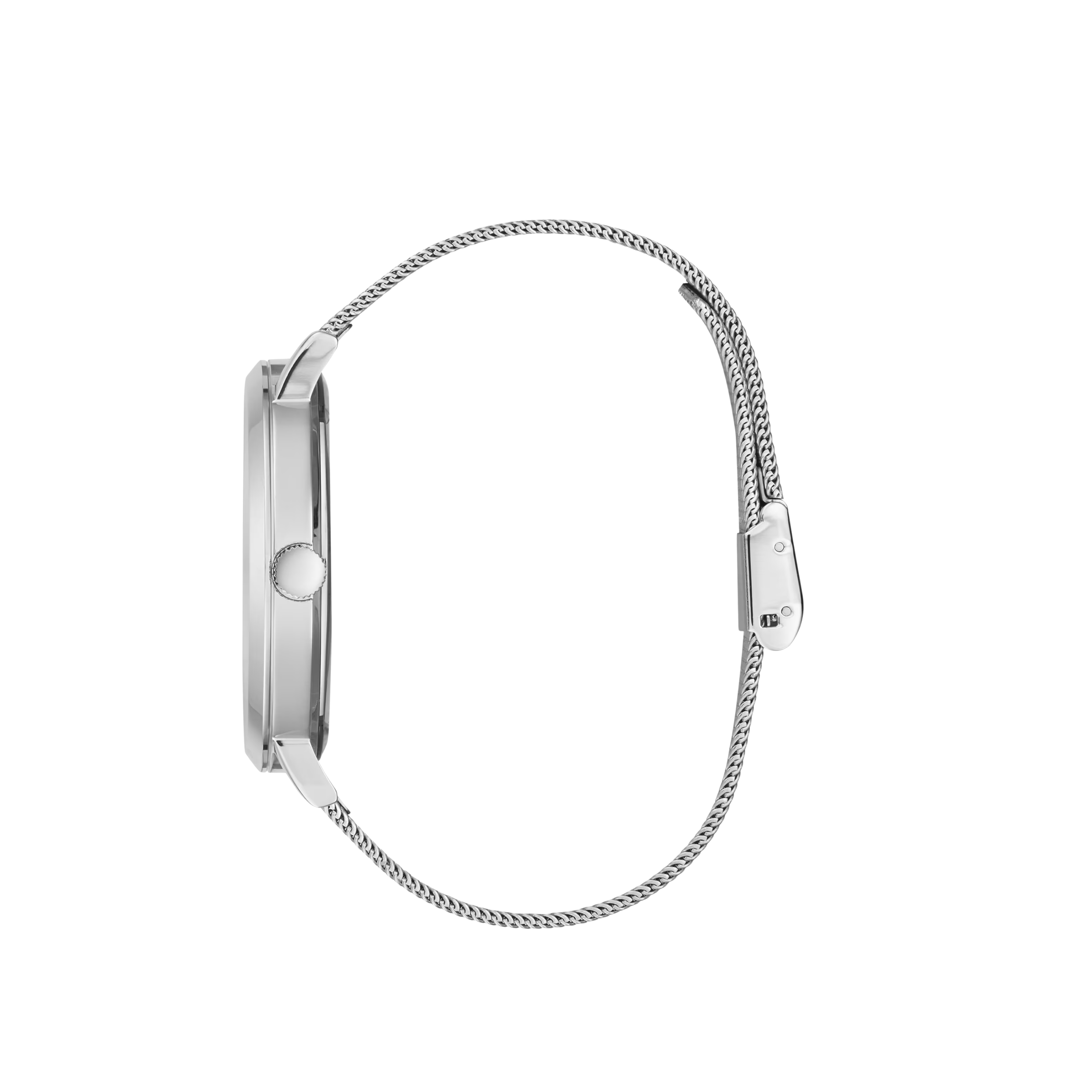 Guess Men Silver-Tone Analog Mesh Watch - Silver