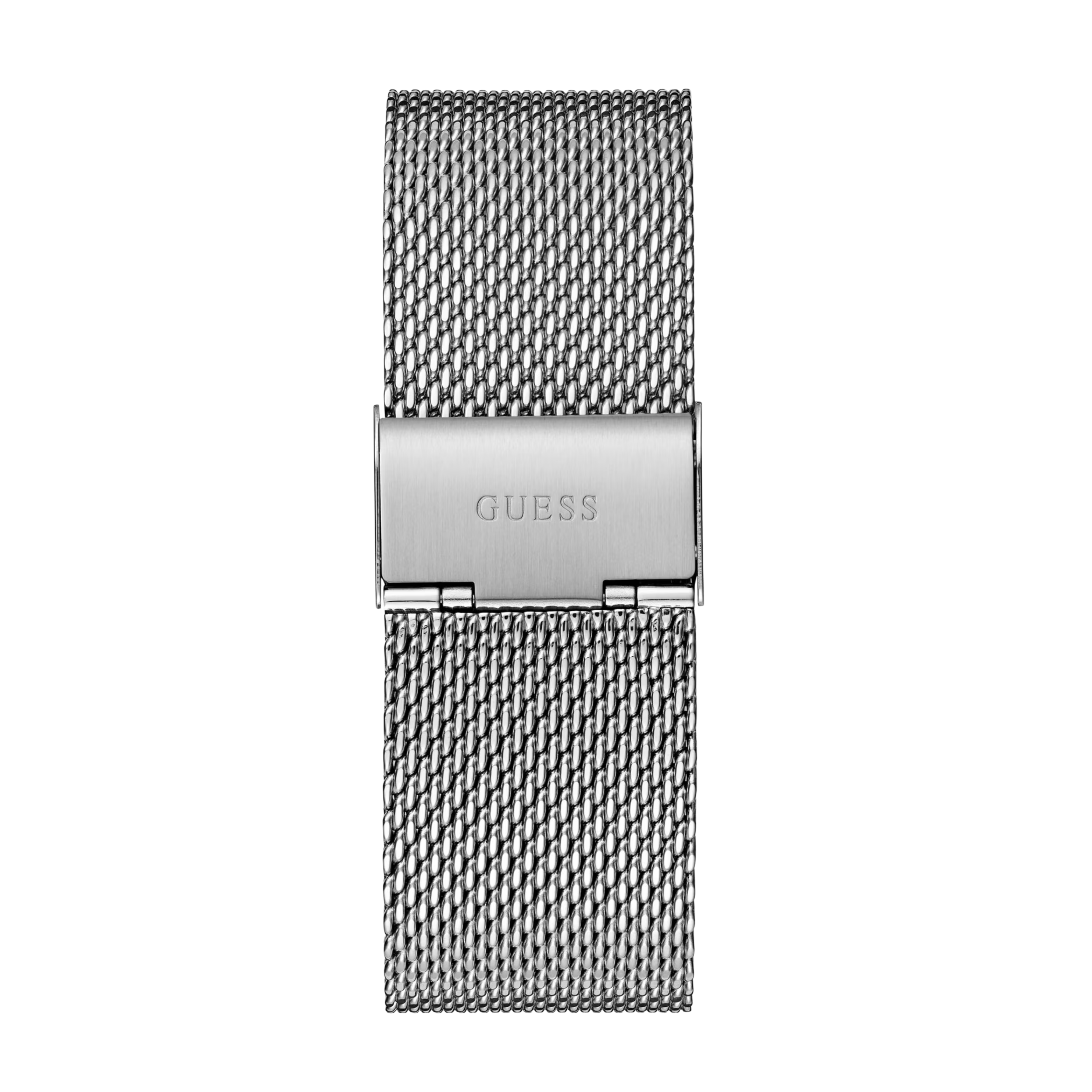 Guess Men Blue and Silver-Tone Analog Mesh Watch - Silver