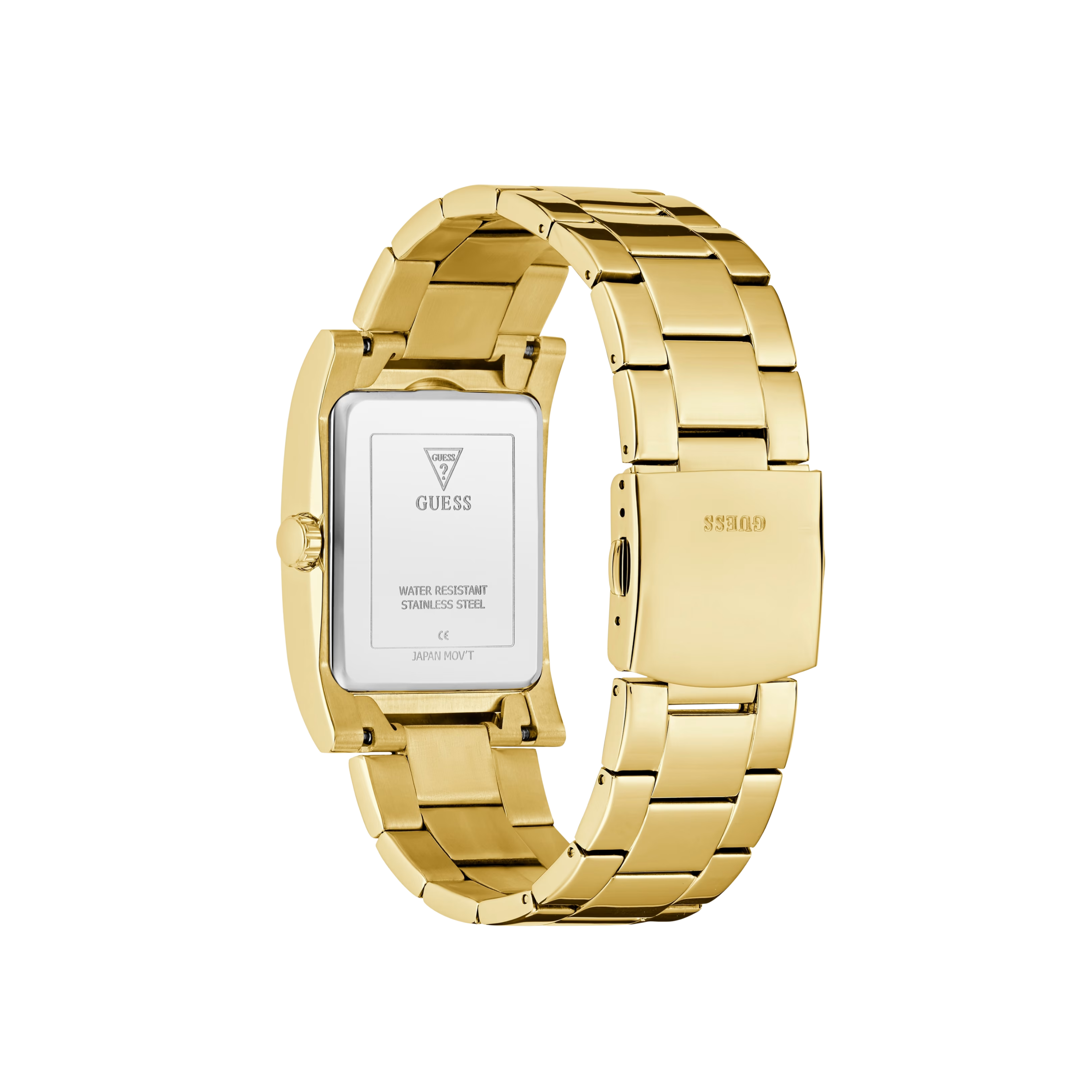 Guess Men Gold-Tone and Black Square Analog Watch - Gold