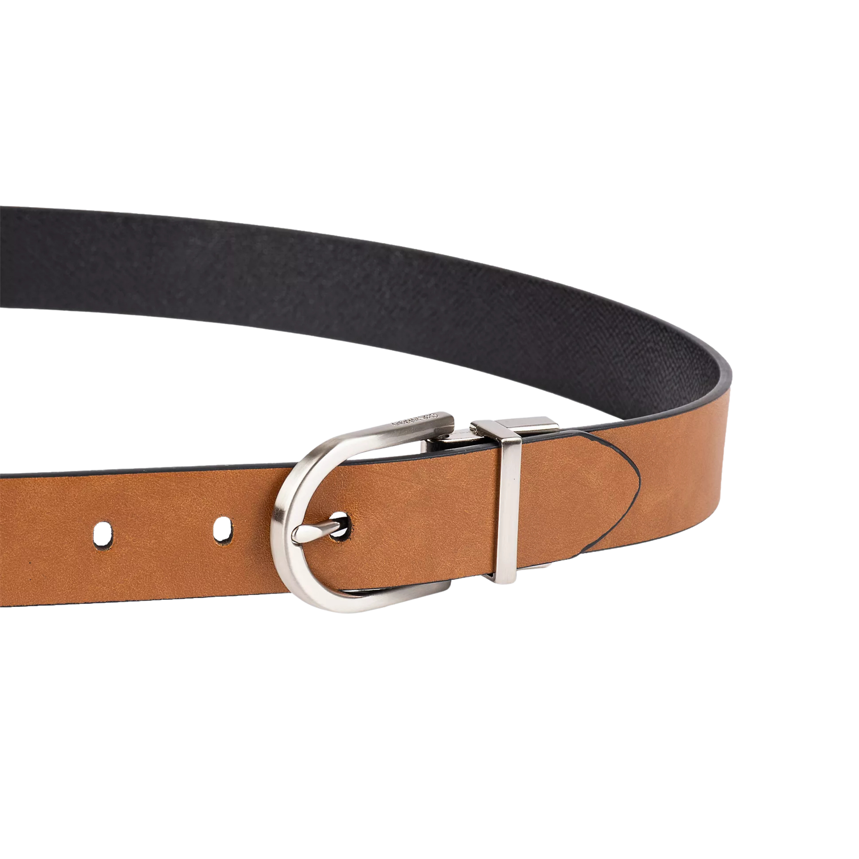 Calvin Klein Women Reversible Round Buckle Belt - Saddle Black