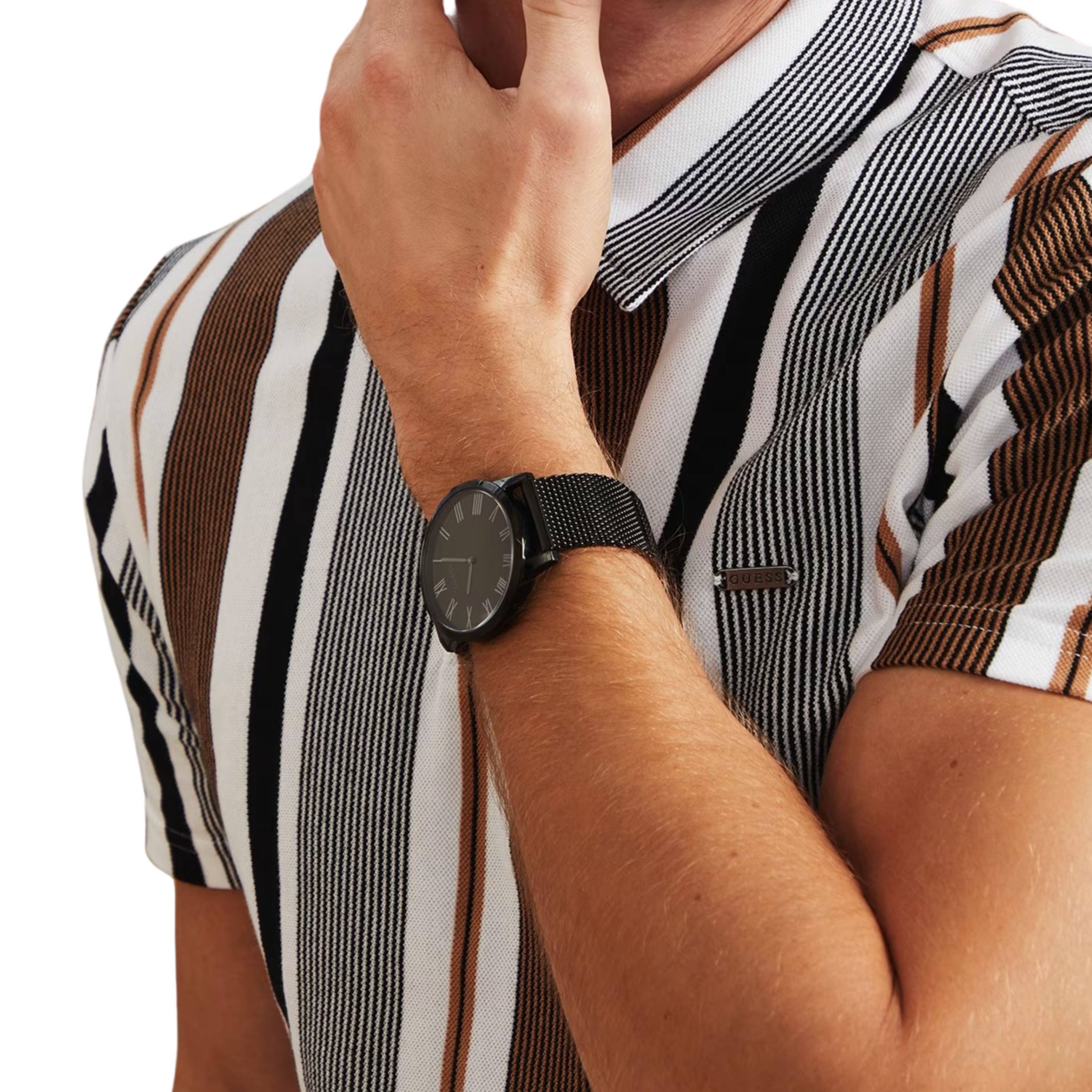 Guess Men Black and Silver Analog Watch