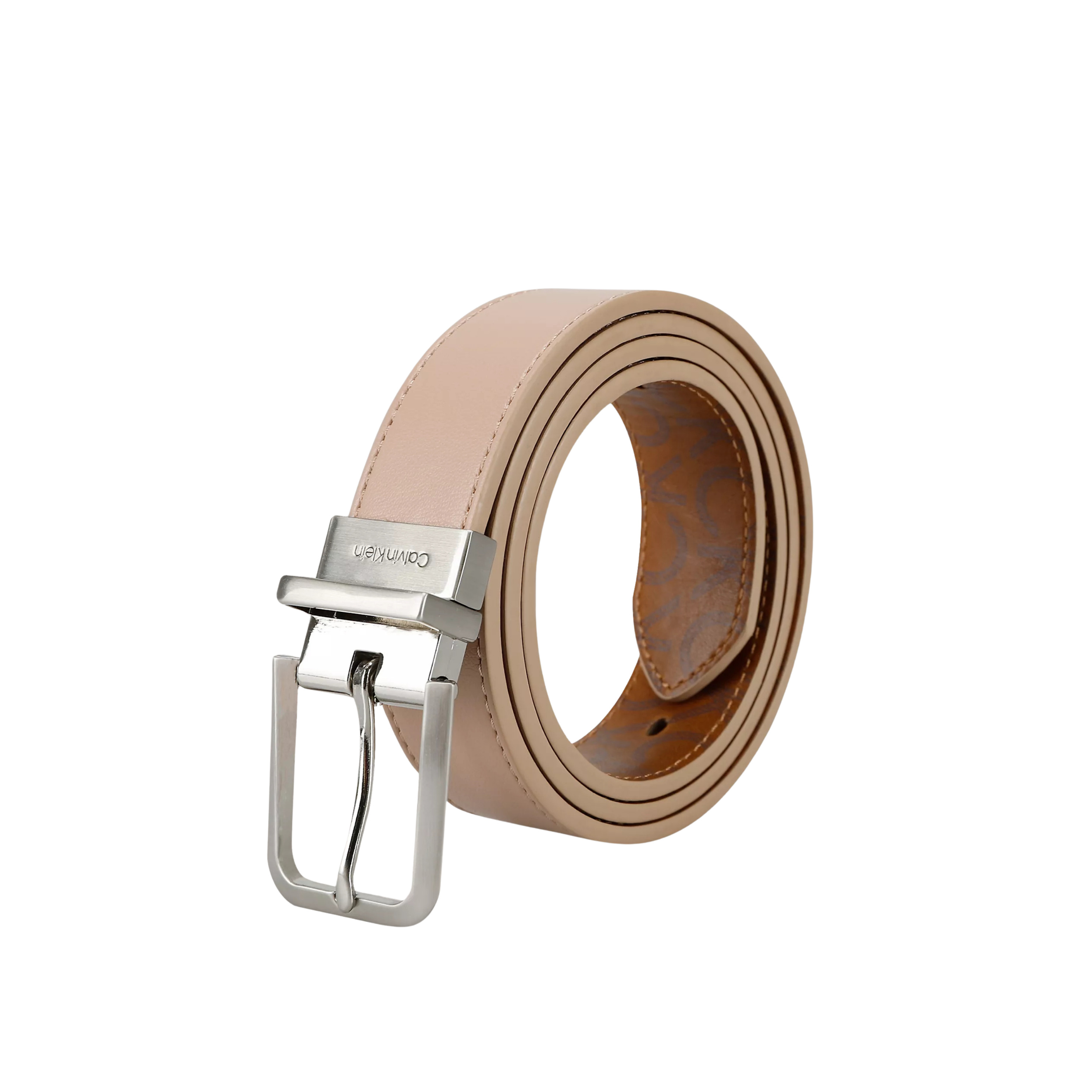 Calvin Klein Women Reversible Monogram Logo Belt - Tan Logo