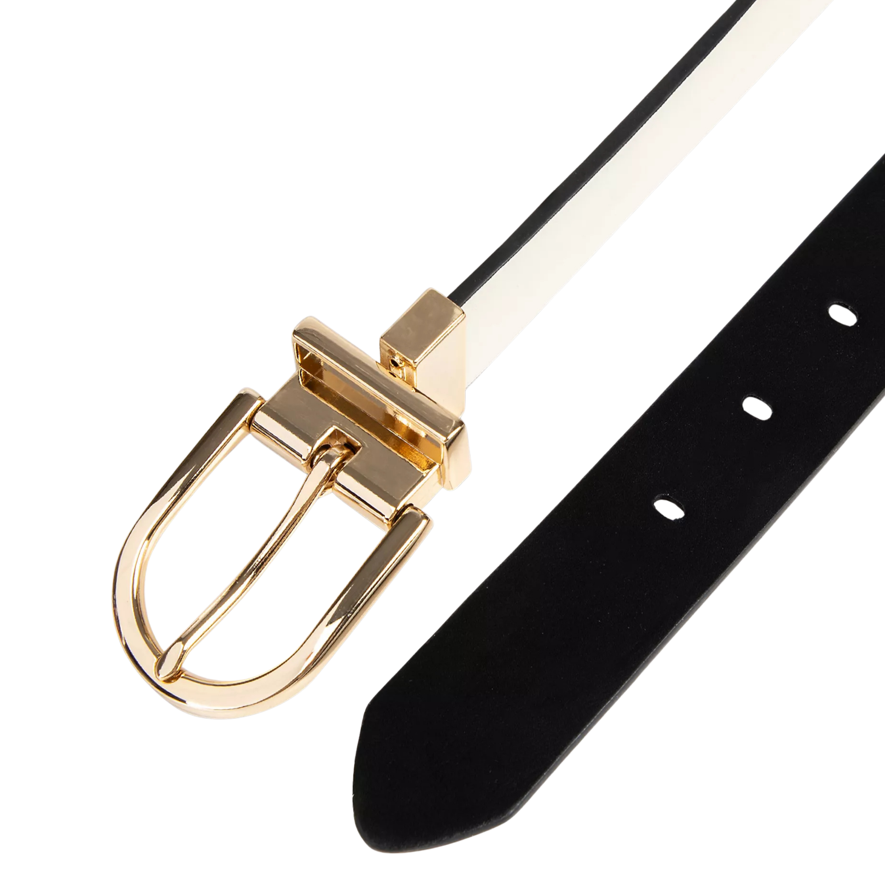 Calvin Klein Women Reversible Round Buckle Belt - New Bone Black