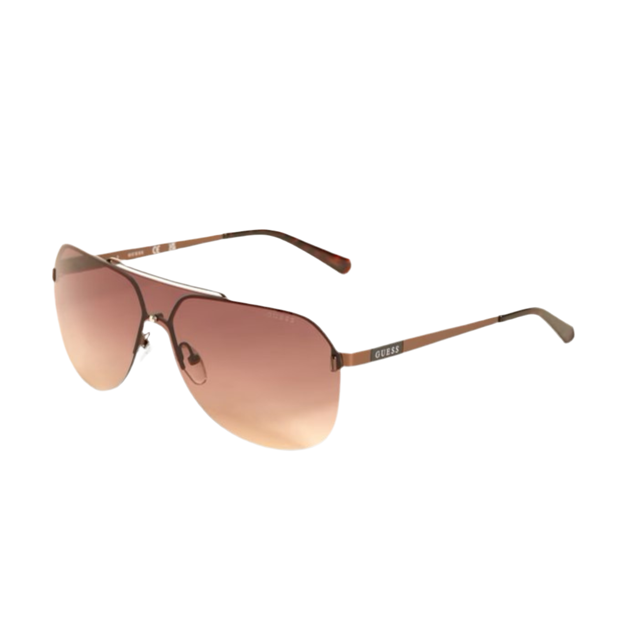 Guess Men Rimless Shield Sunglasses - Brown Leather