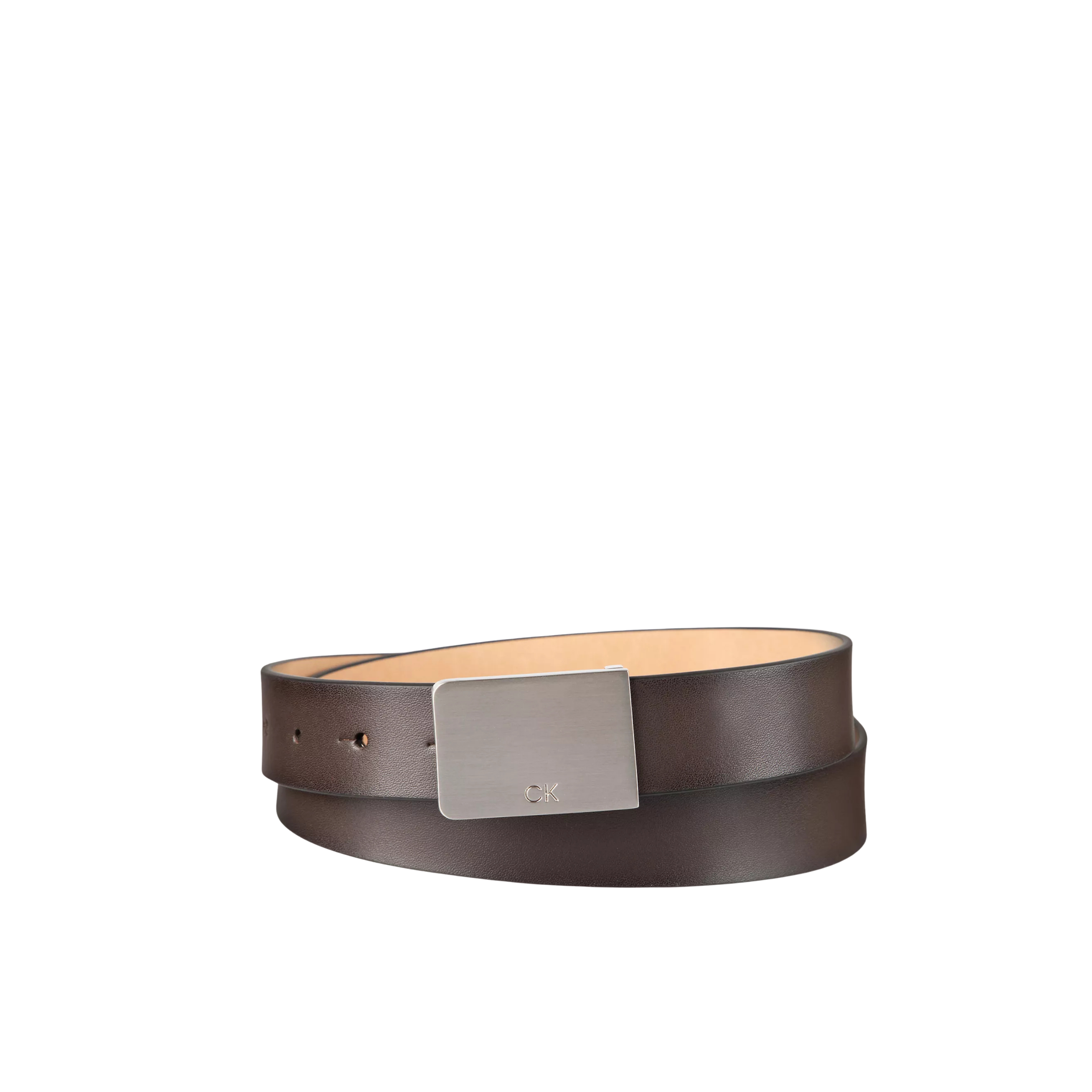 Calvin Klein Men Smooth Plaque Belt - Brown