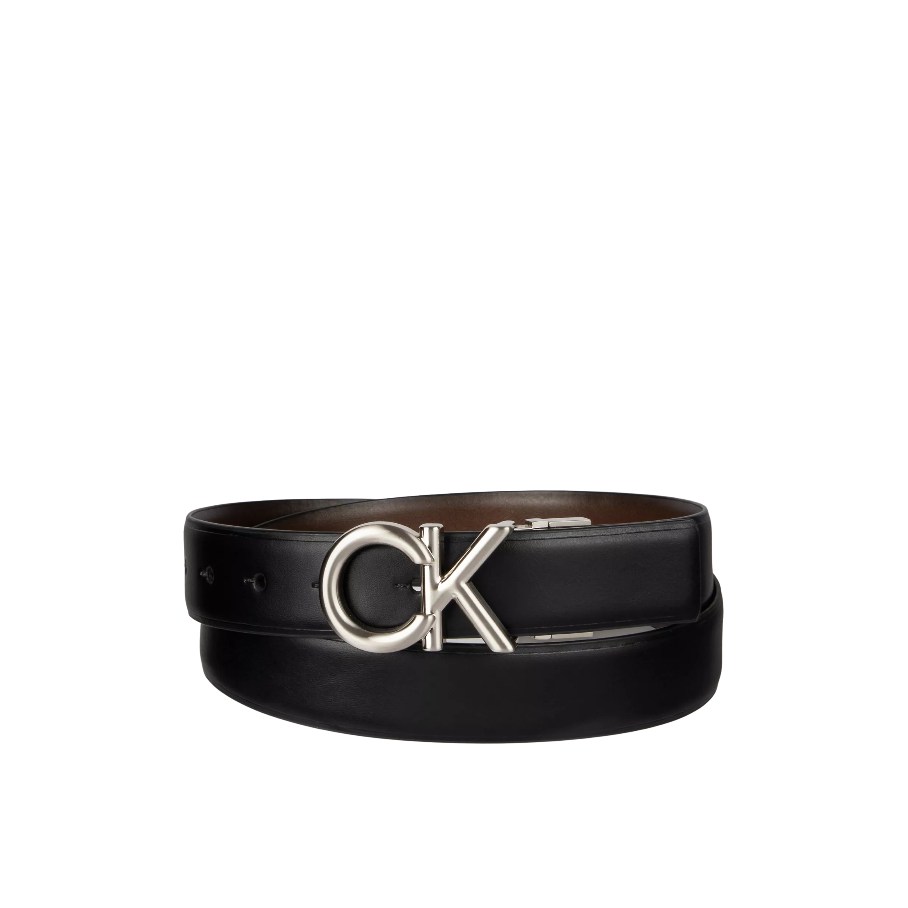 Calvin Klein Men CK Logo Plaque Reversible Dress Belt - Black