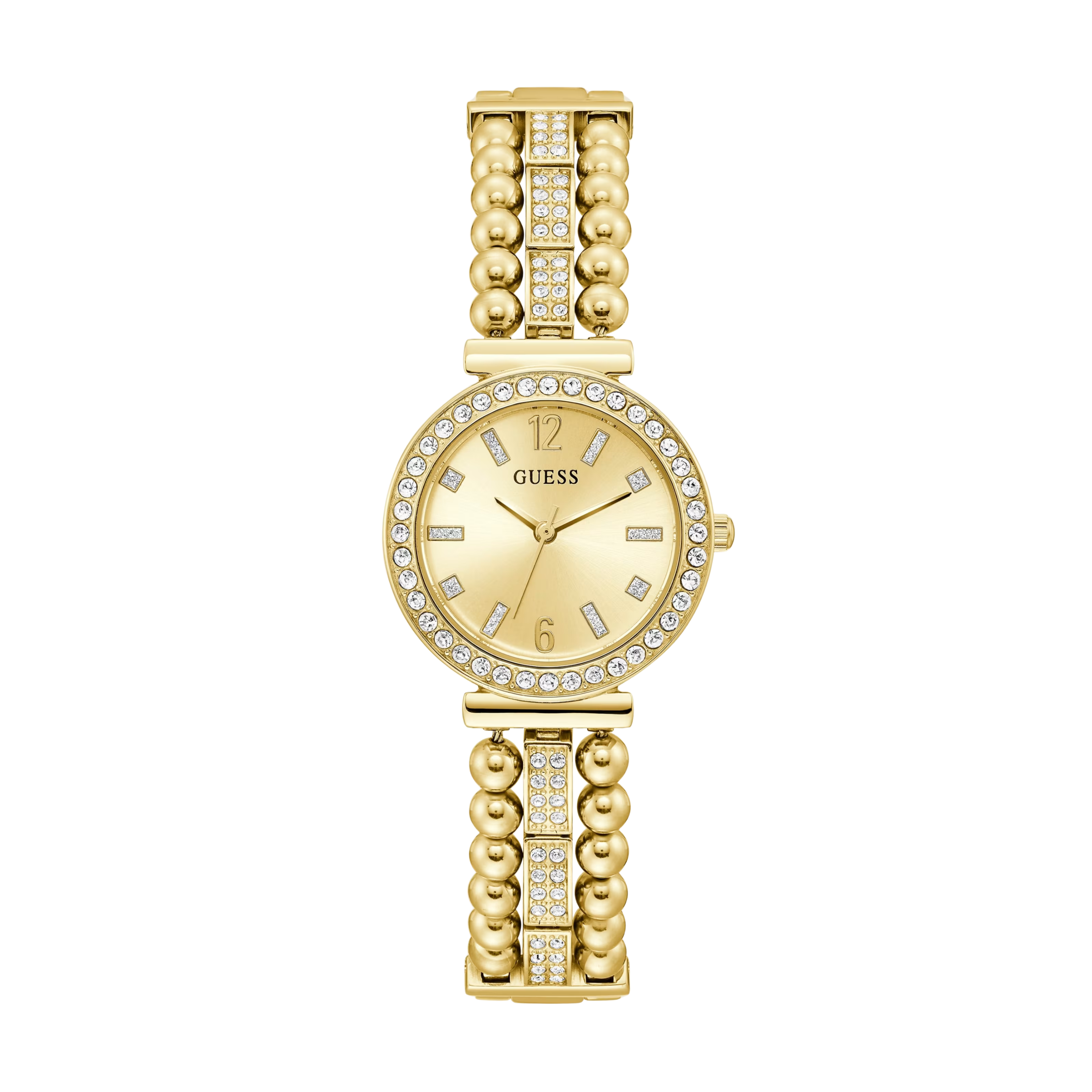 Guess Women Gold Tone and Rhinestone Analog Watch GW0401L2 - Gold