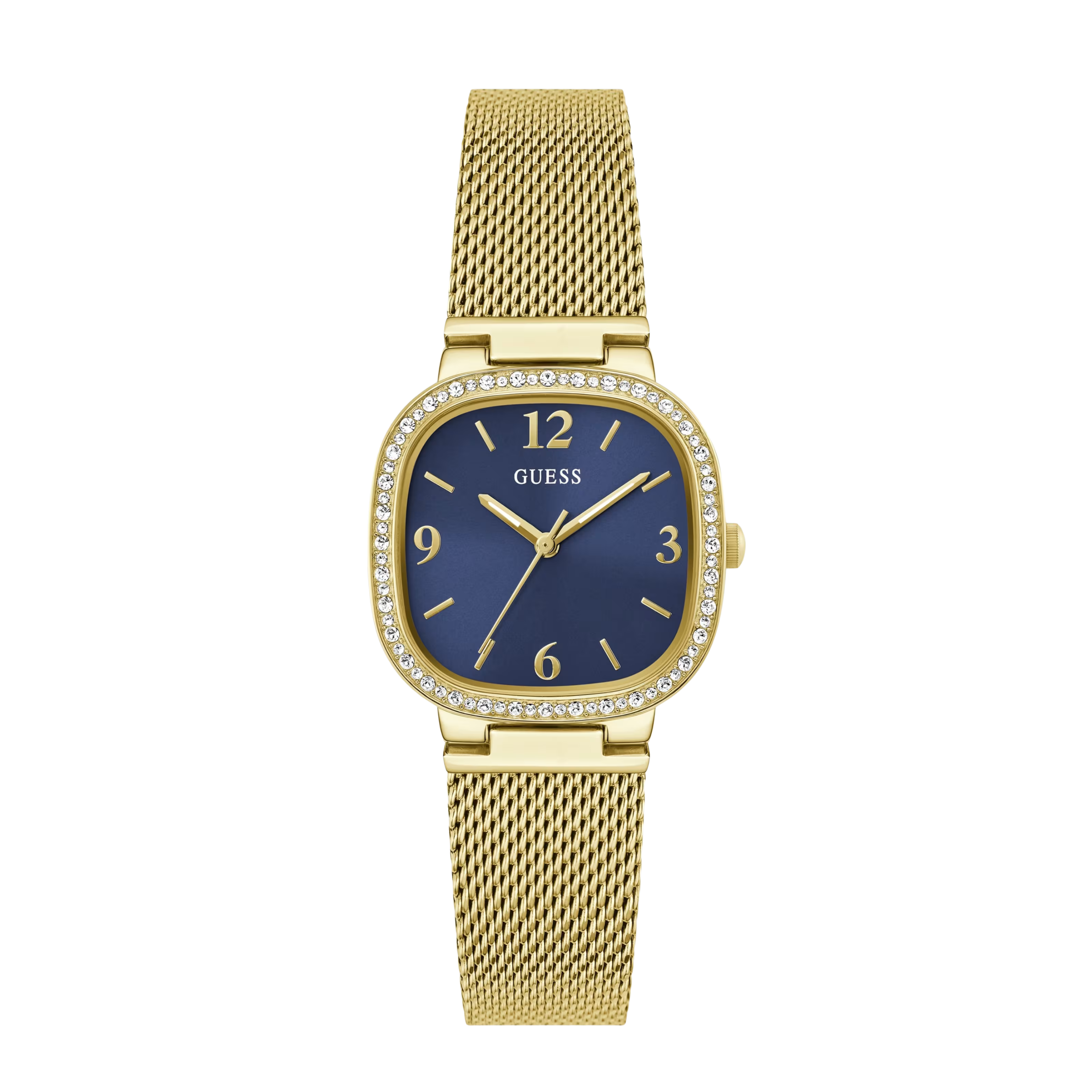 Guess Women Gold Tone Rounded Crystal Analog Watch GW0354L6 - Gold Blue