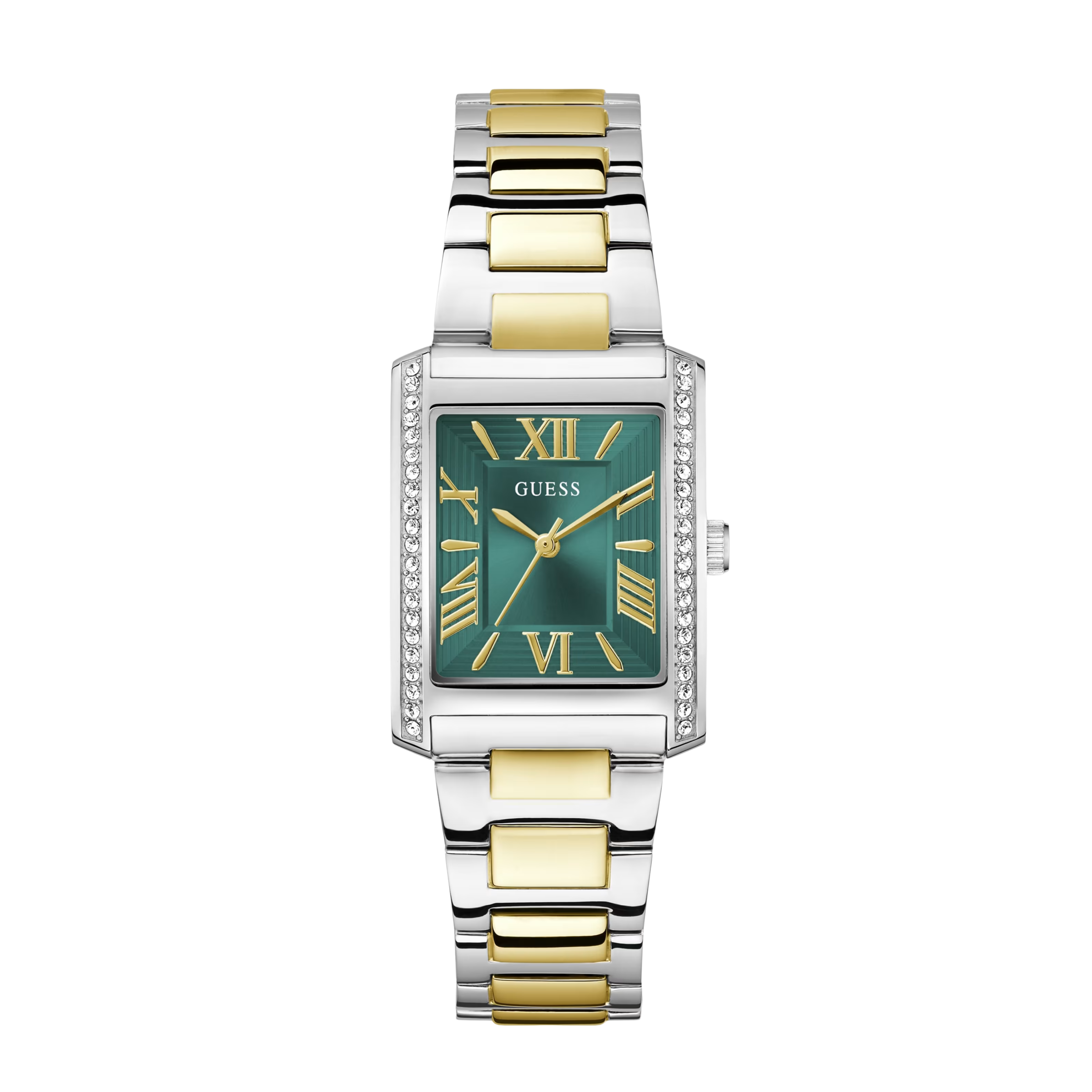 Guess Women Multi Tone Crystal Square Analog Watch GW0874L2 - Silver Green