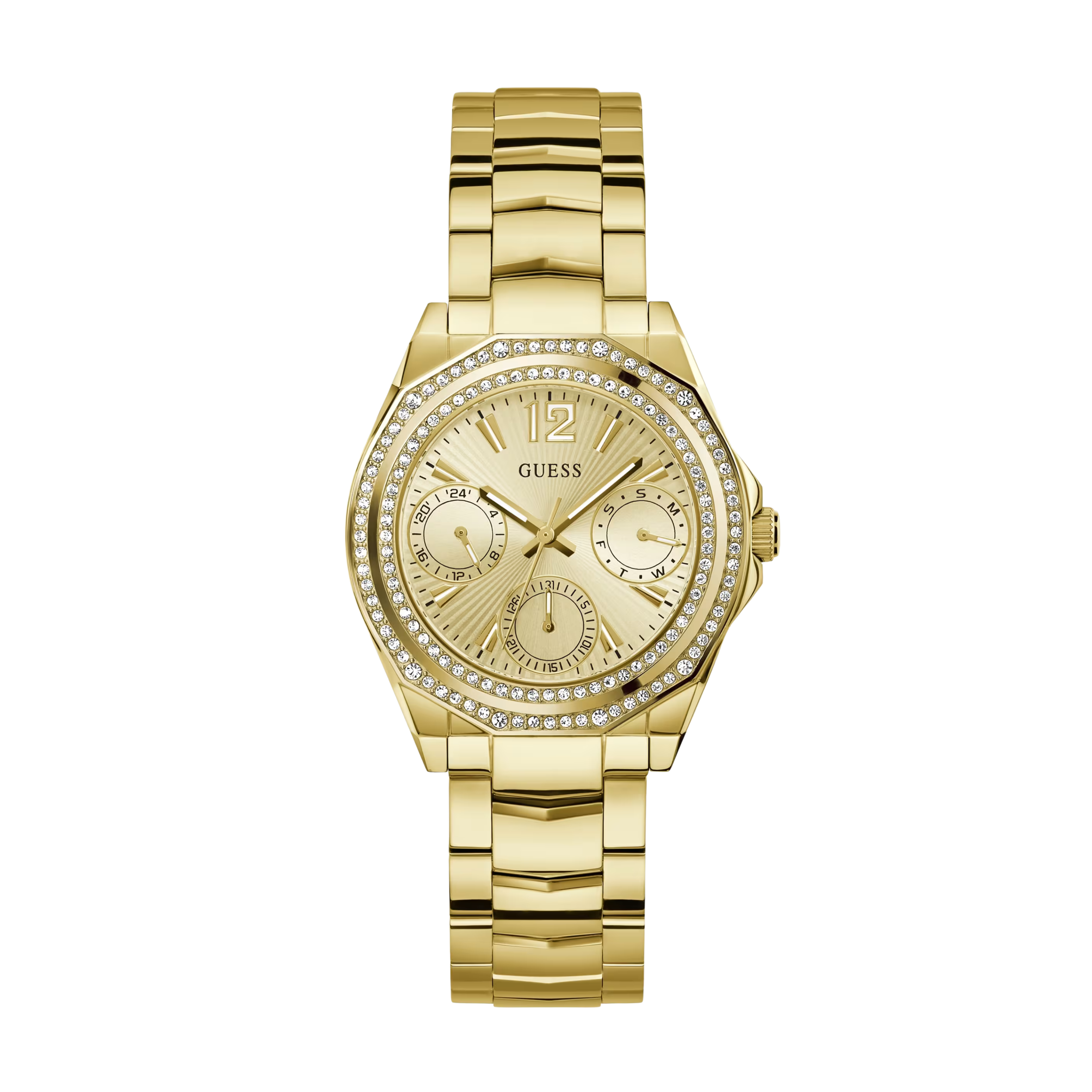 Guess Women Gold Tone and Crystal Multifunction Watch GW0685L2 - Gold