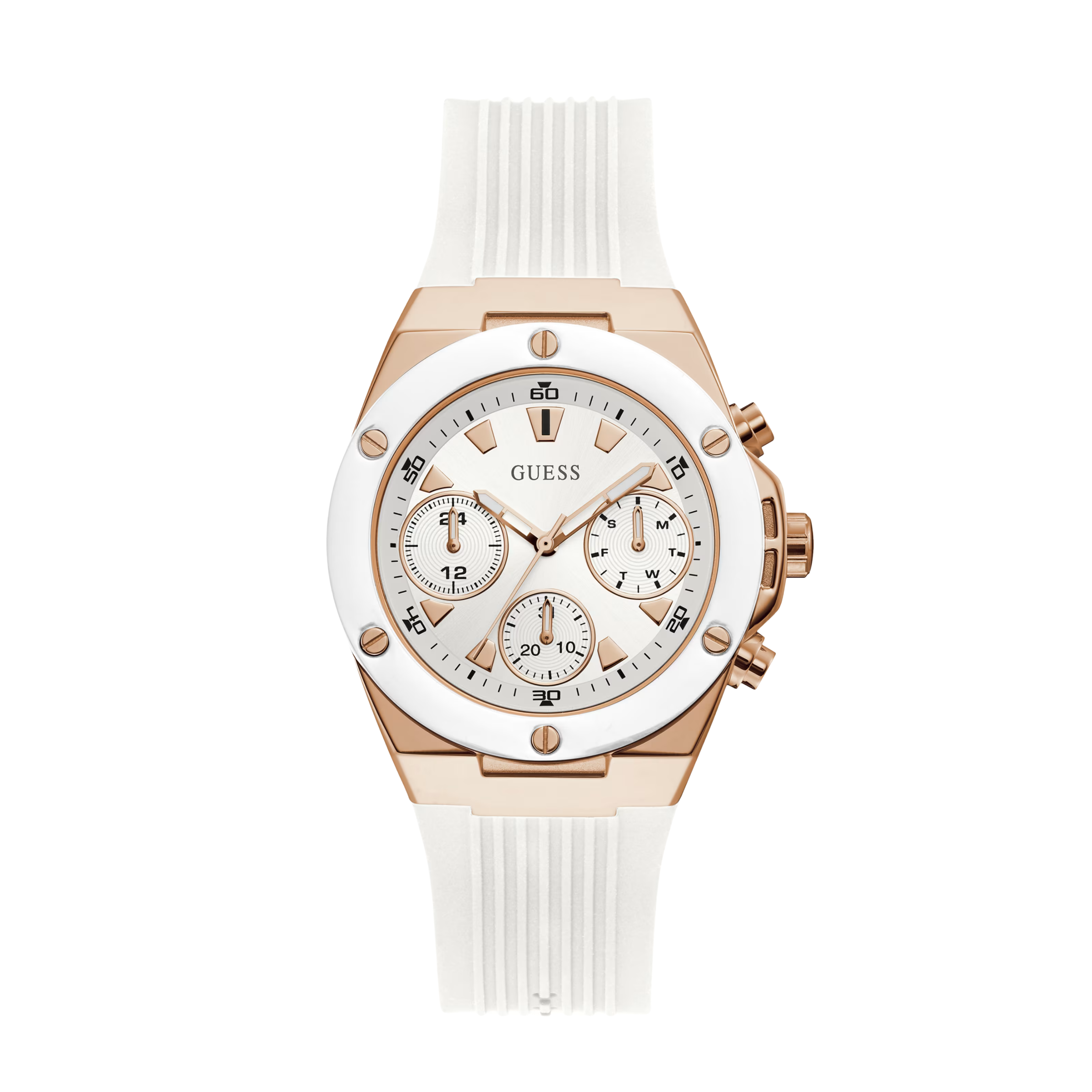 Guess Women Rose Gold Tone And White Multifunction Watch GW0030L3 - White Multi