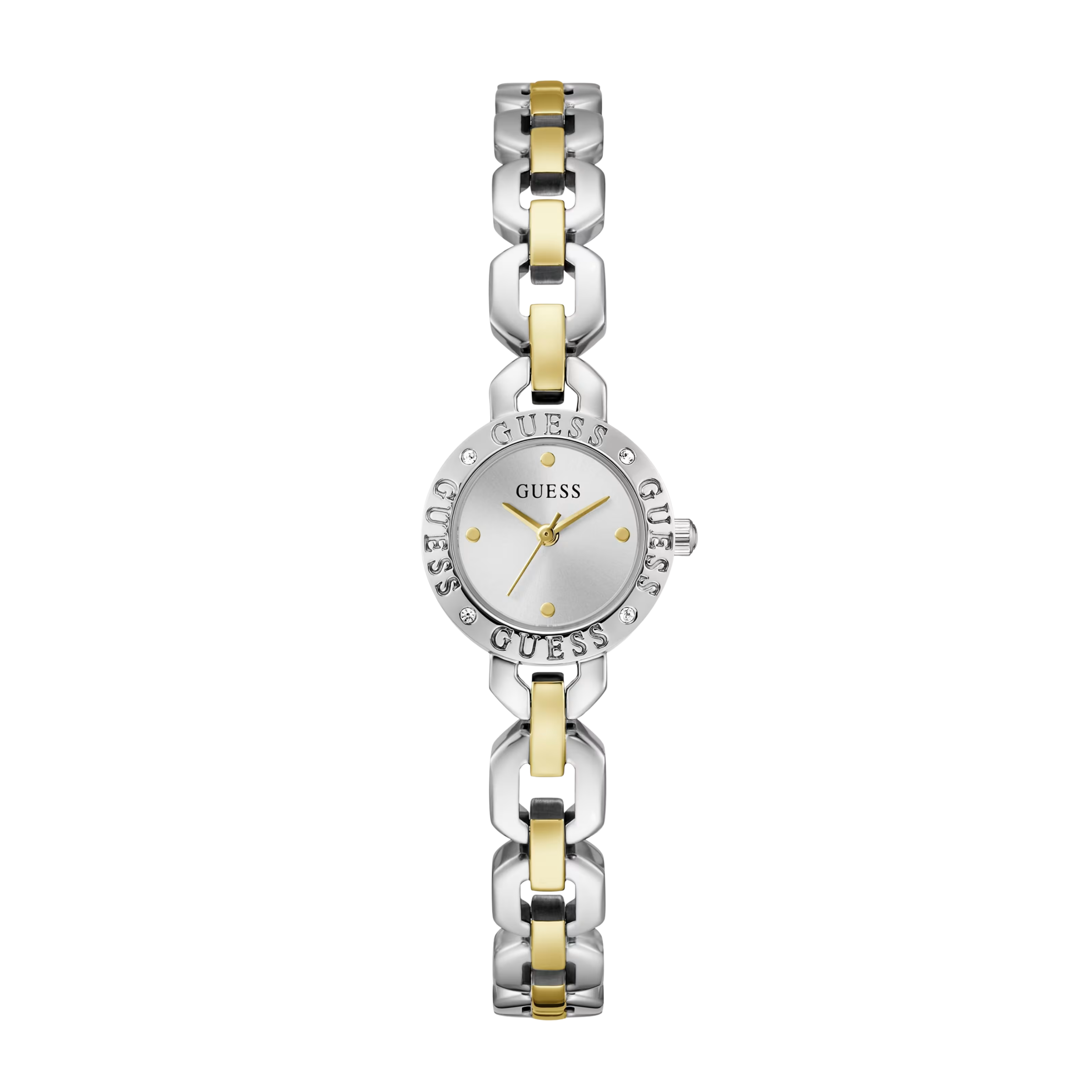 Guess Women Crystal Recycled Steel Analogue Watch 22 mm GW1019L3 - Silver Gold
