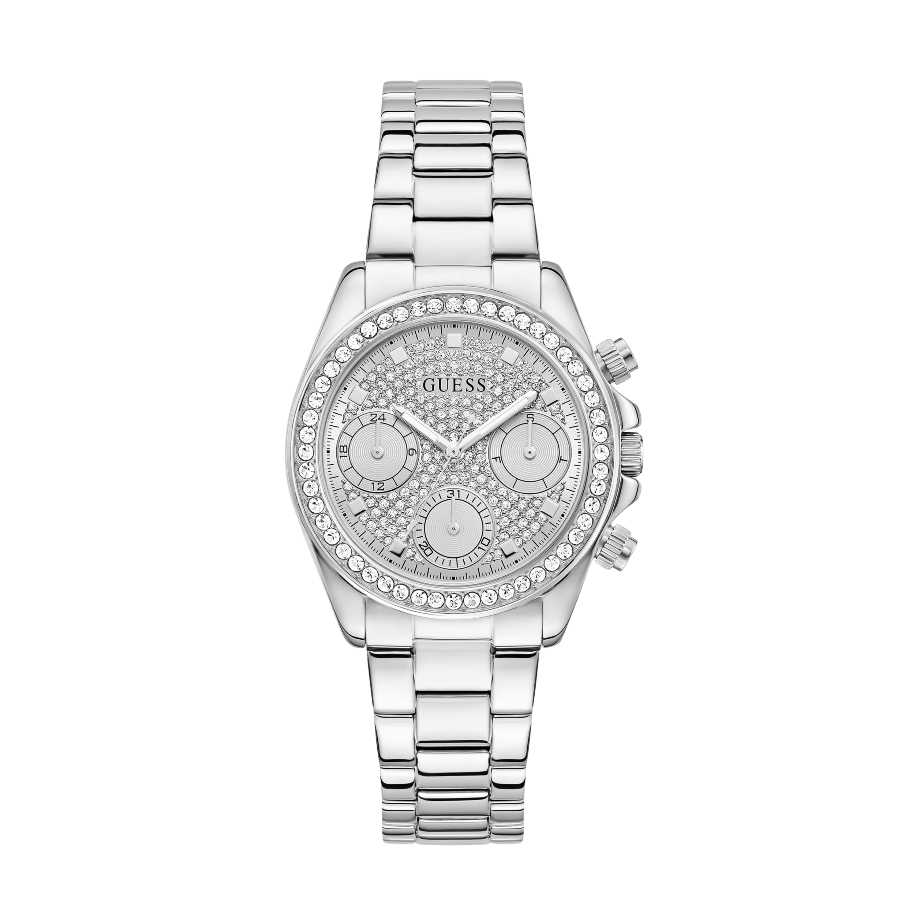 Guess Women Crystal Stainless Steel Multi Function Watch GW1037L1 - Silver
