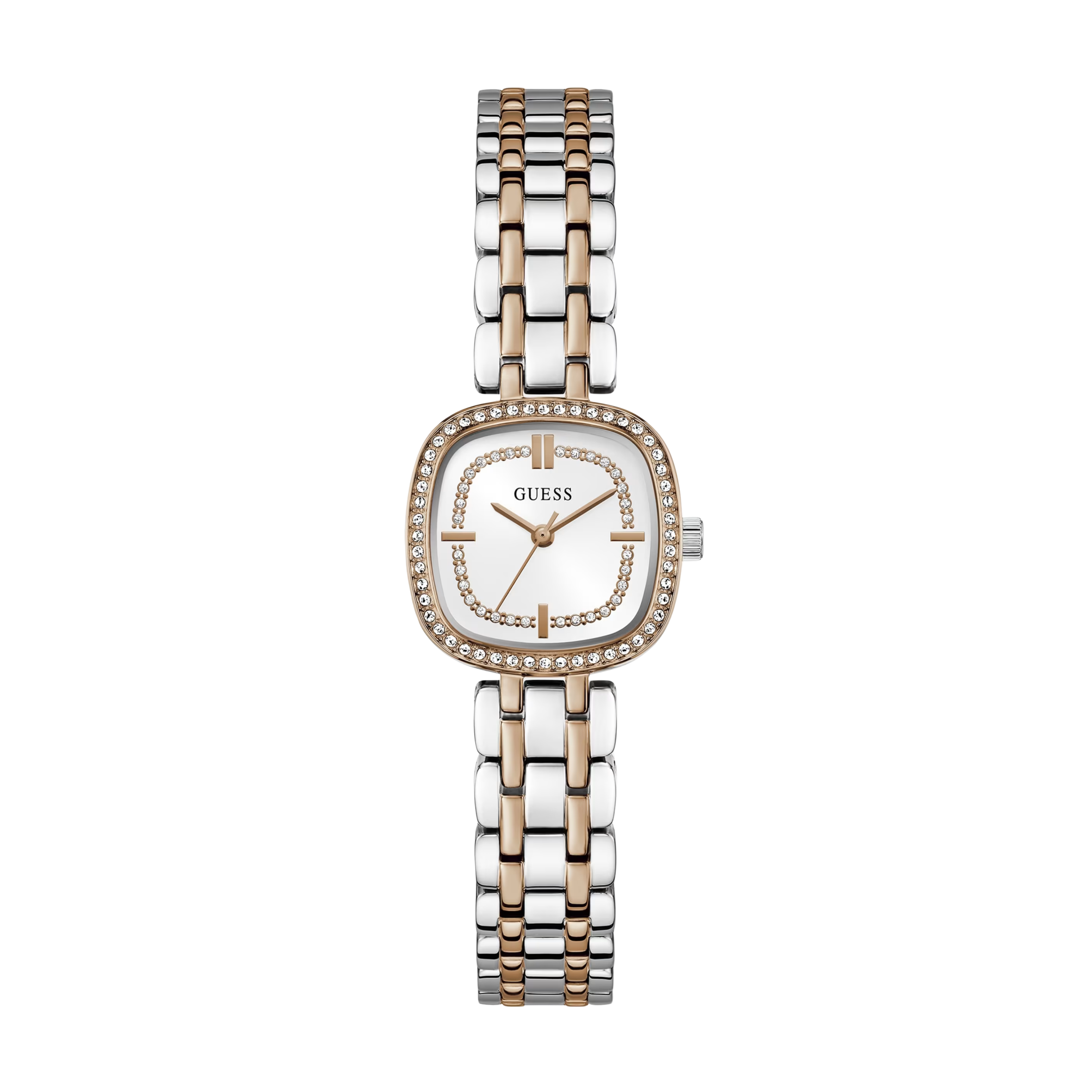 Guess Women Crystal Recycled Steel Analogue Watch - White Multi