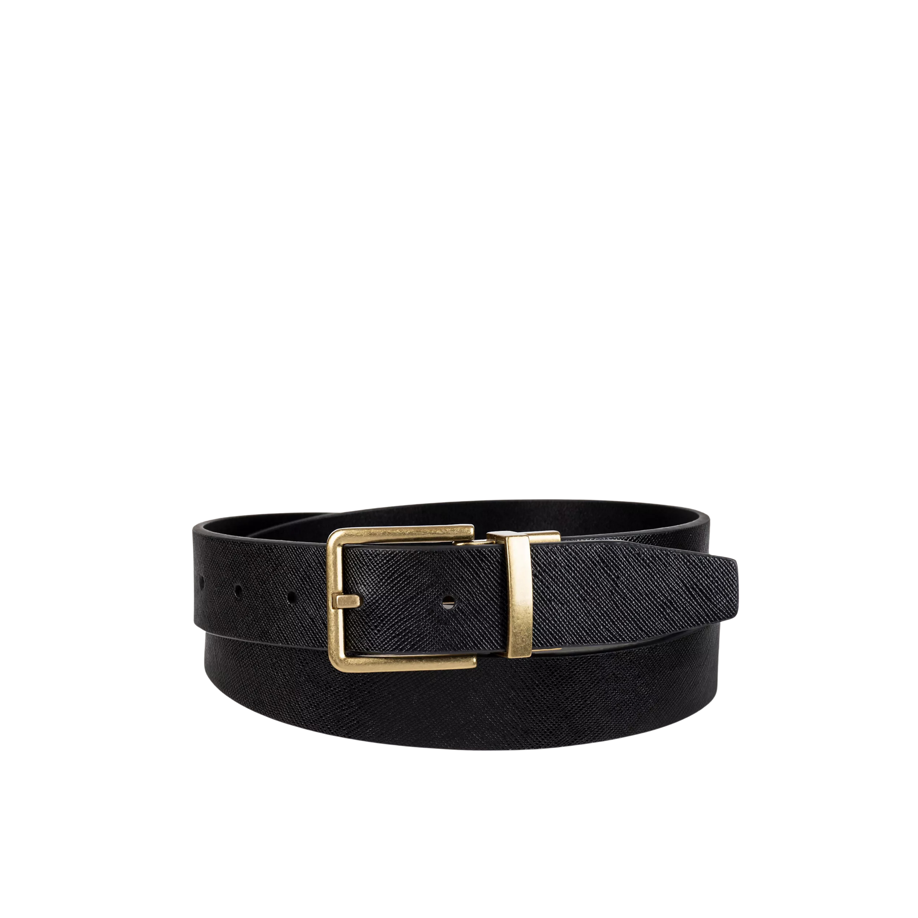 Calvin Klein Men Saffiano Leather Reversible Belt - Black Black Saffiano