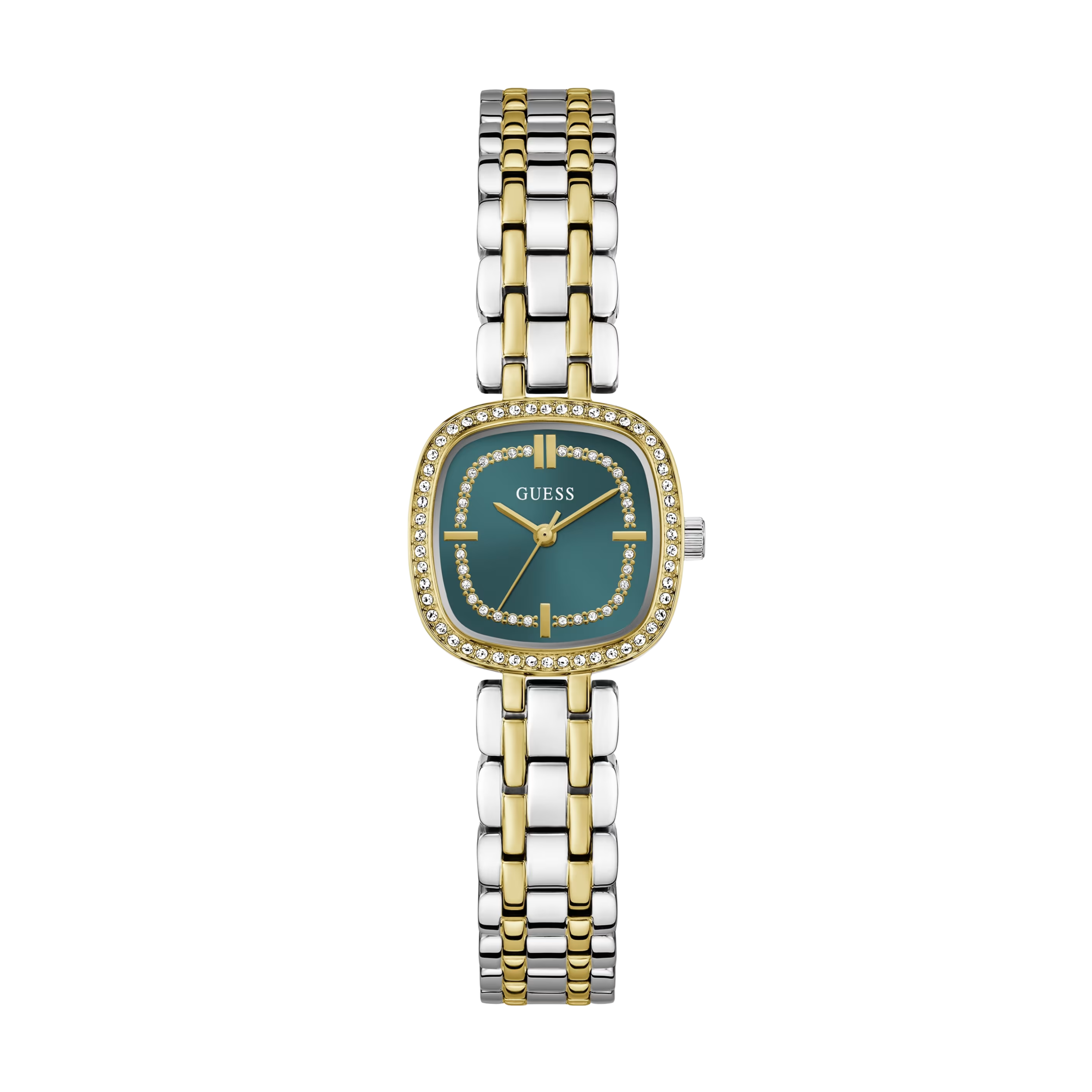 Guess Women Crystal Recycled Steel Analogue Watch GW1018L6 - White Multi Green
