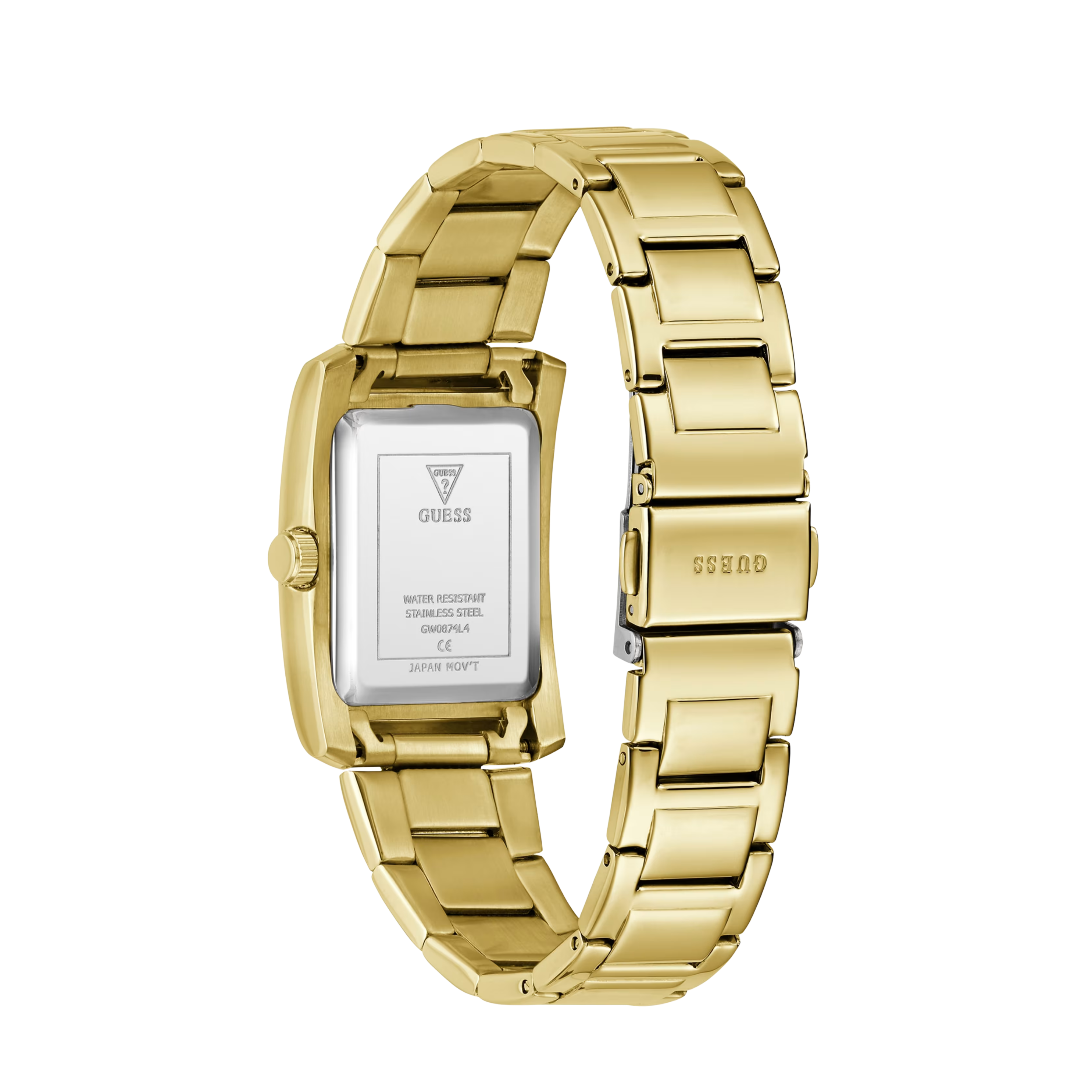 Guess Women Gold Tone Crystal Square Analog Watch GW0874L4 - Gold