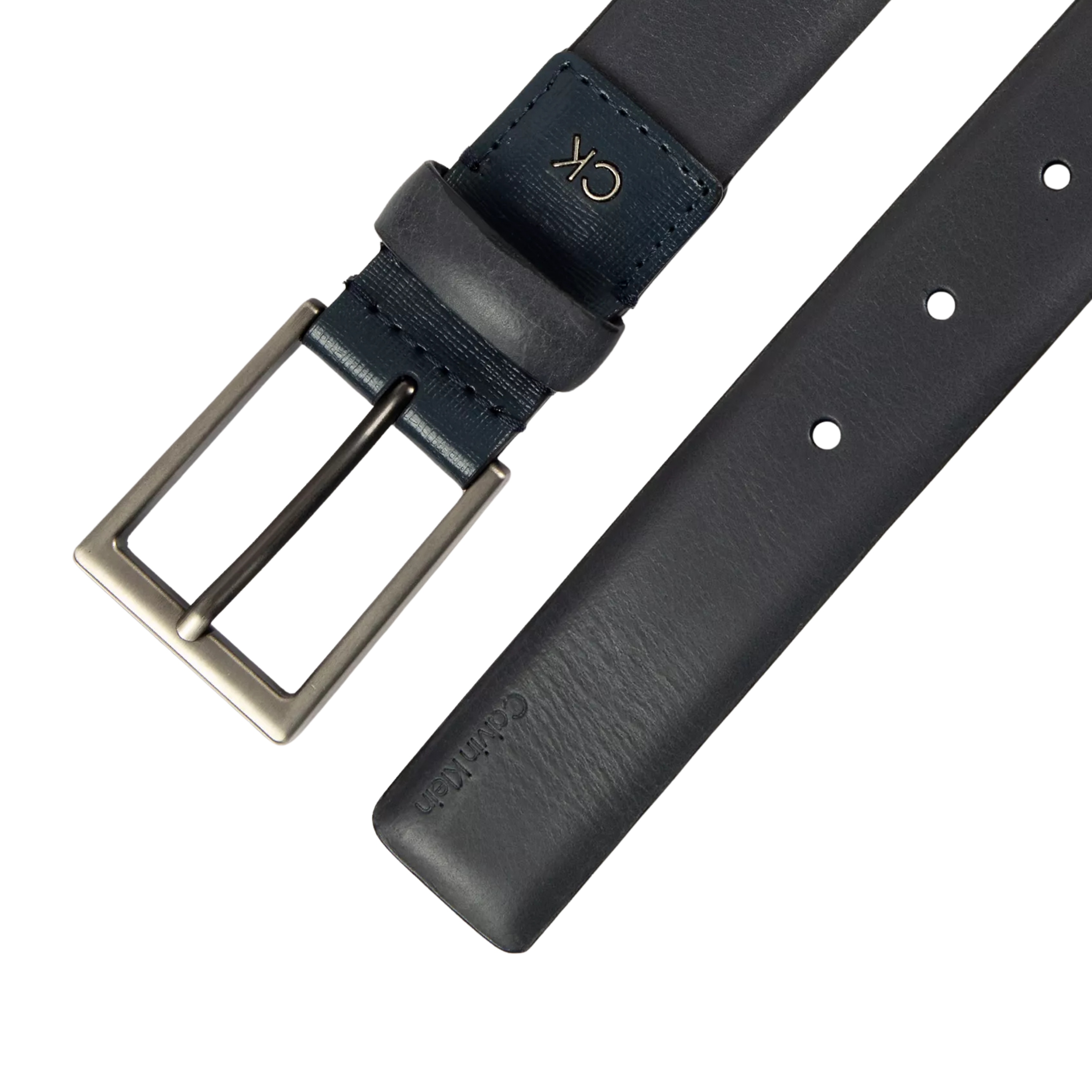 Calvin Klein Men Embossed Logo Harness Buckle Belt - Blue