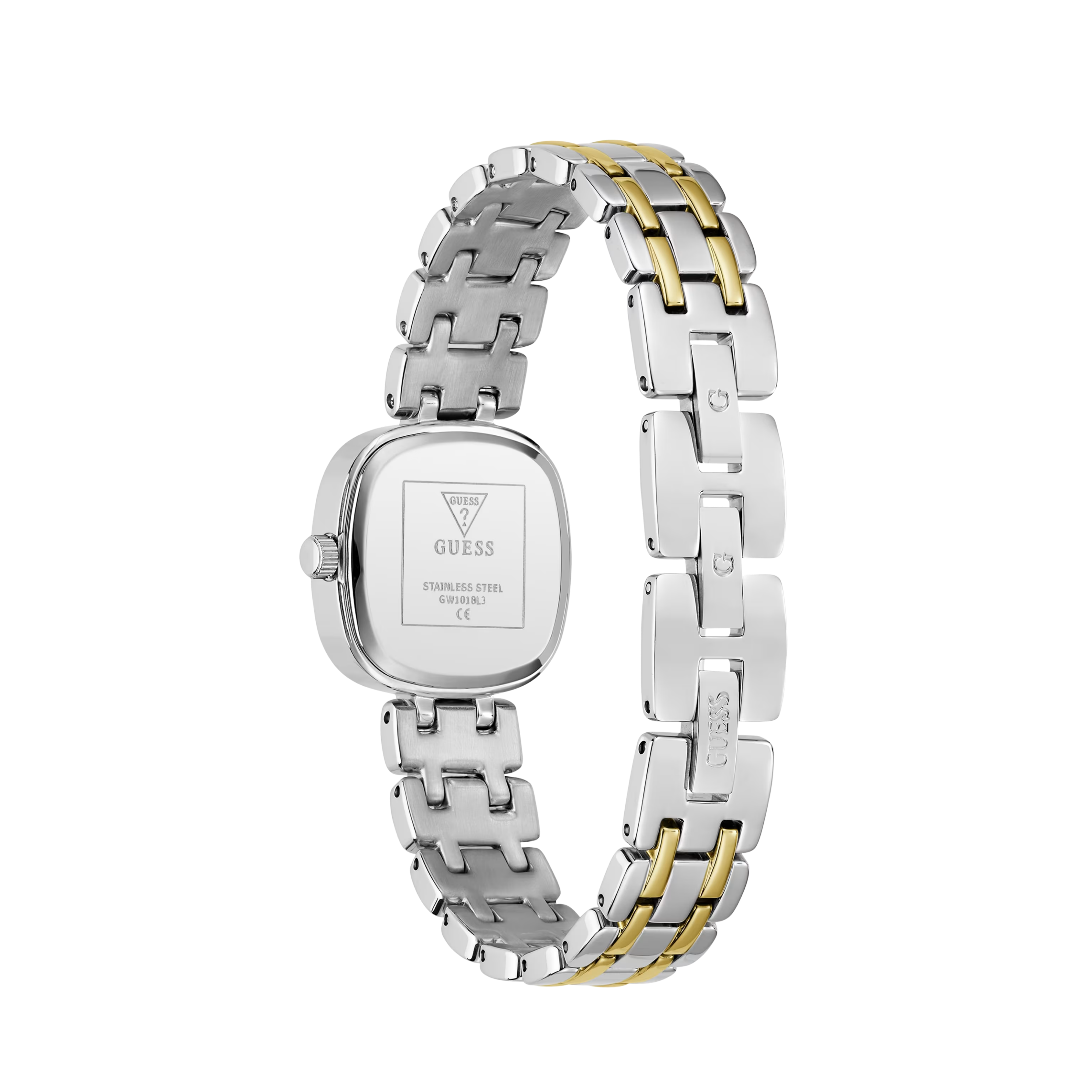 Guess Women Crystal Recycled Steel Analogue Watch GW1018L3 - White Multi Silver