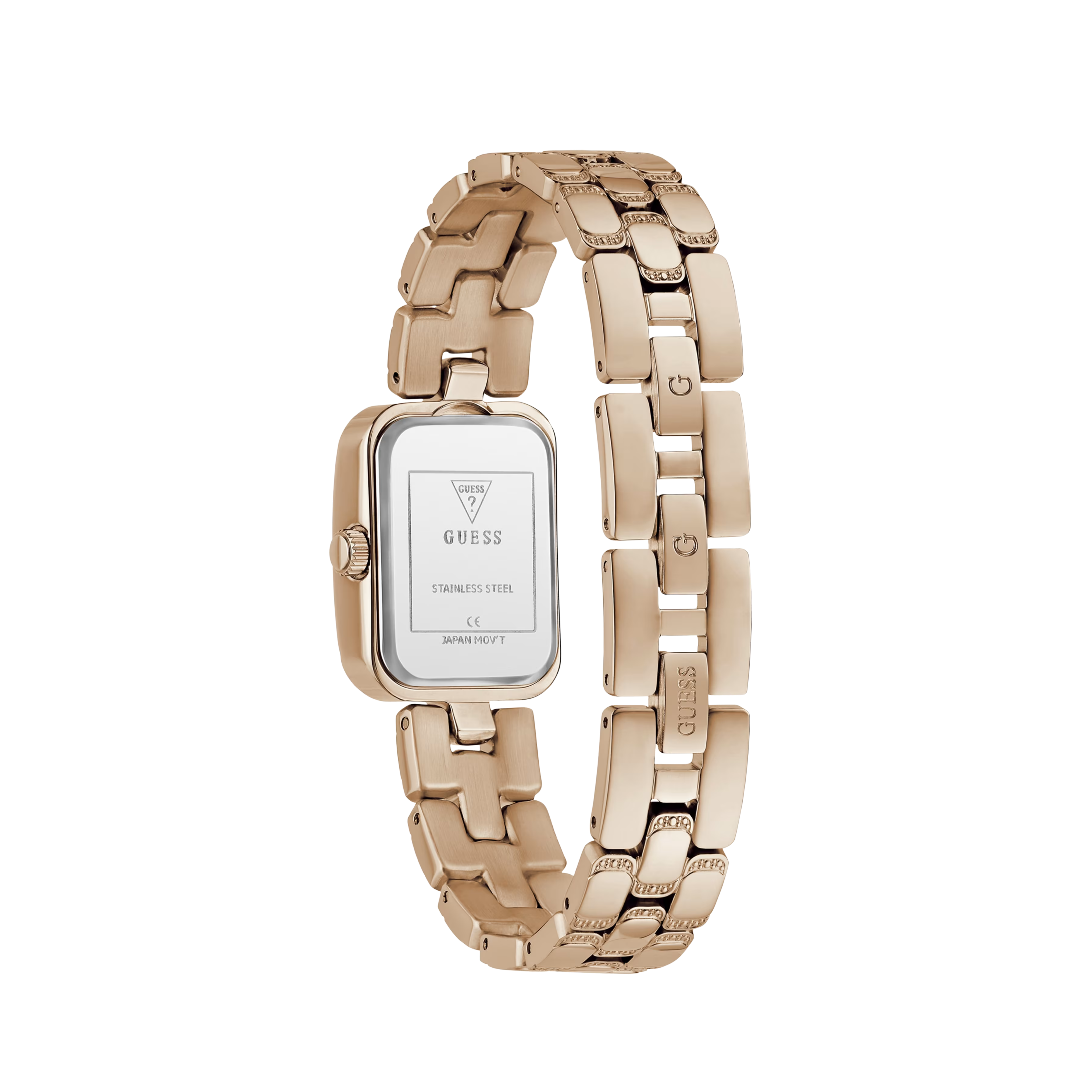Guess Women Rose Gold Tone Textured Square Analog Watch GW0865L3 - Rose Gold