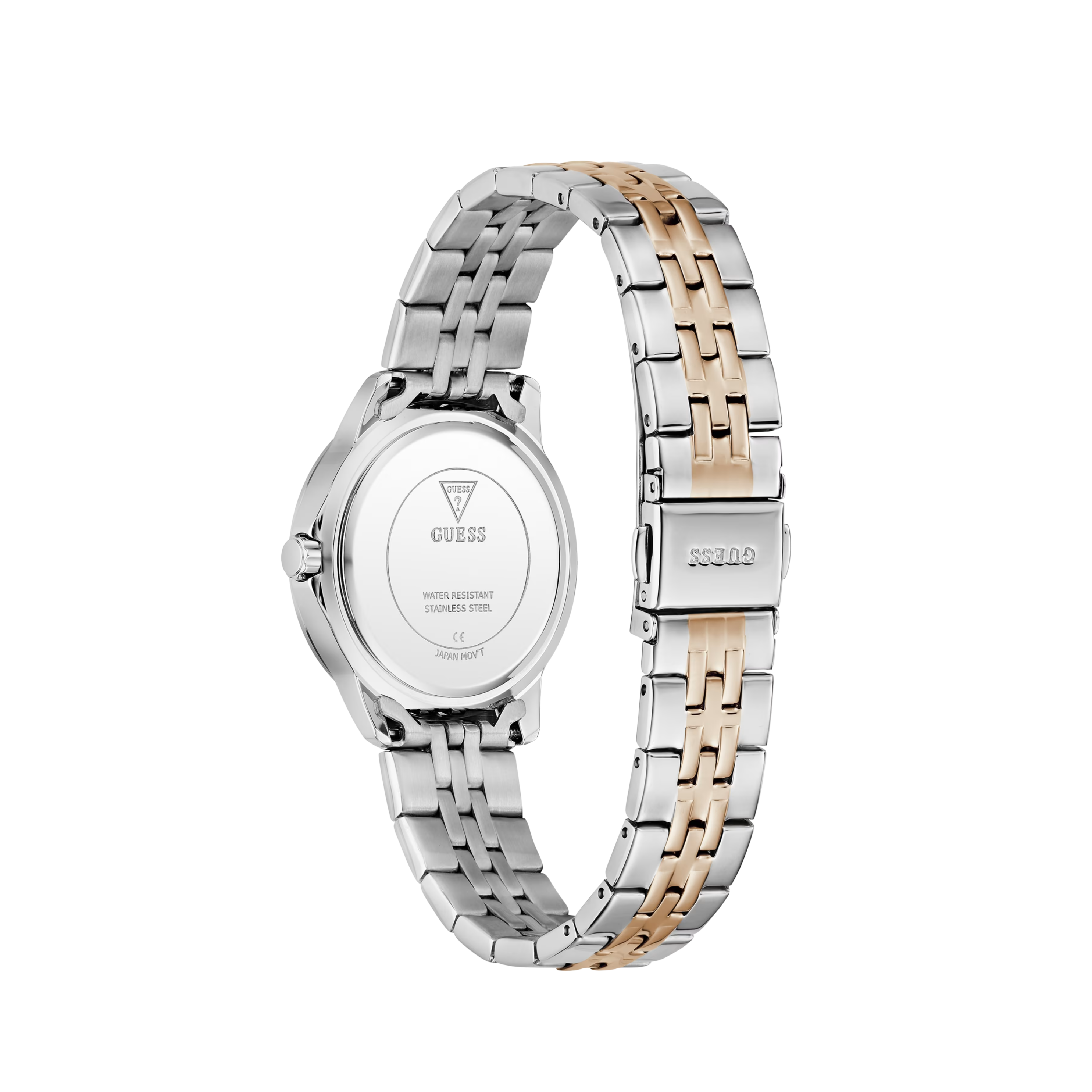 Guess Women Crystal Stainless Steel Analogue Watch GW1027L5- Silver Rose Gold
