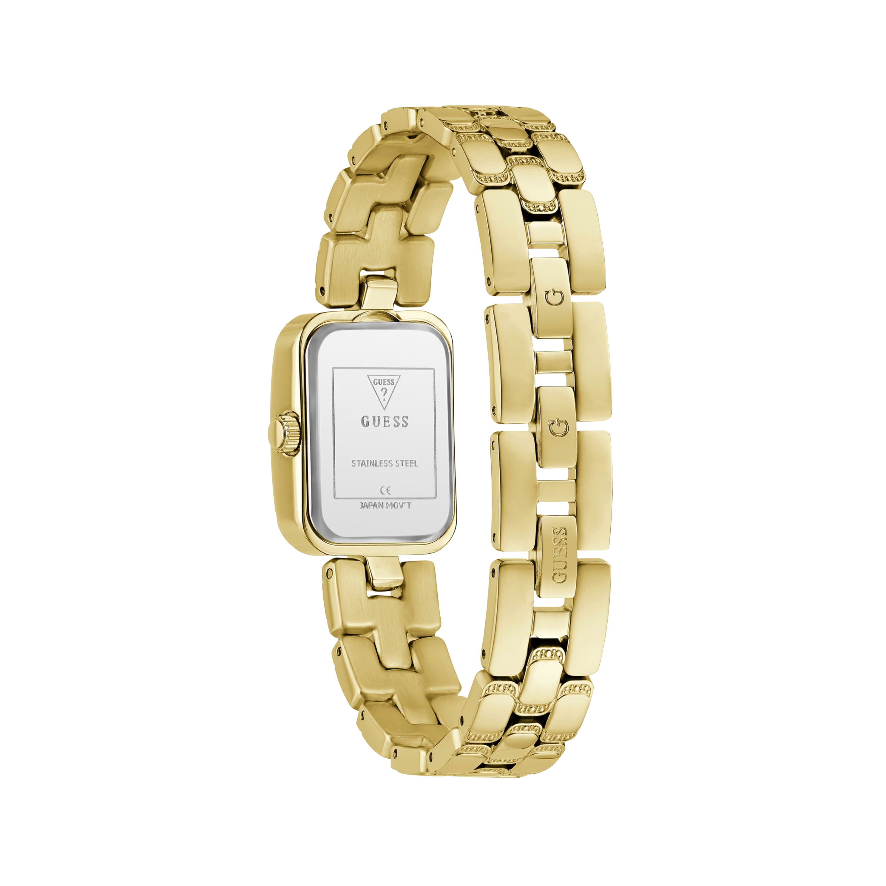 Guess Women Gold Tone Textured Square Analog Watch GW0865L2 - Gold
