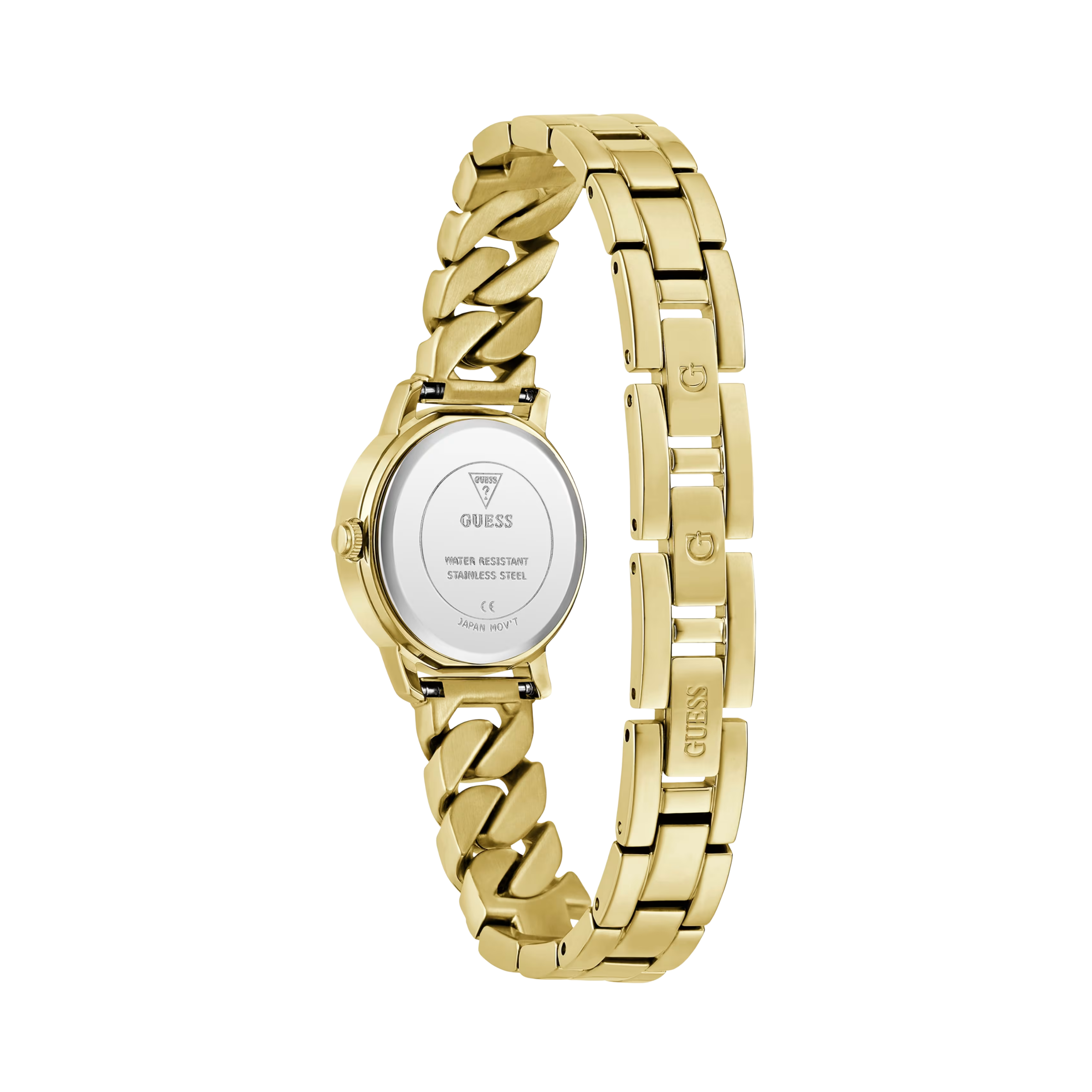 Guess Women Gold Tone Mixed Chain Analog Watch GW0867L2 - Gold