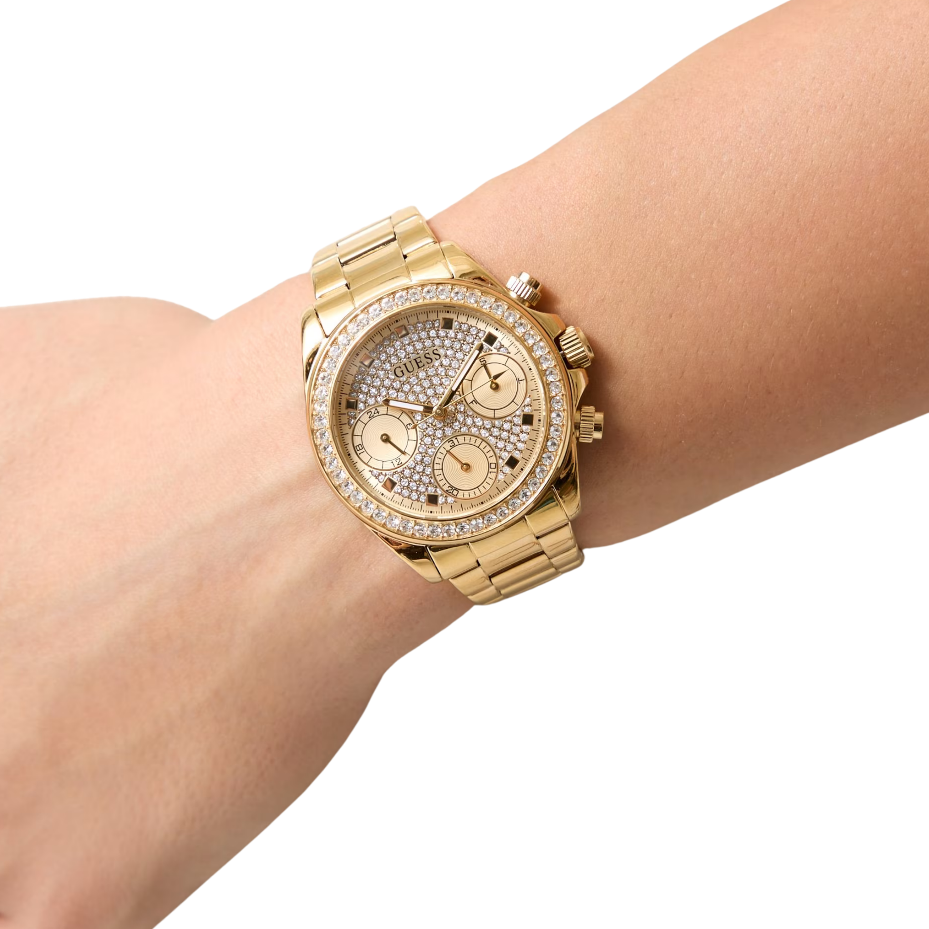 Guess Women Crystal Stainless Steel Multi Function Watch GW1037L2 - Gold