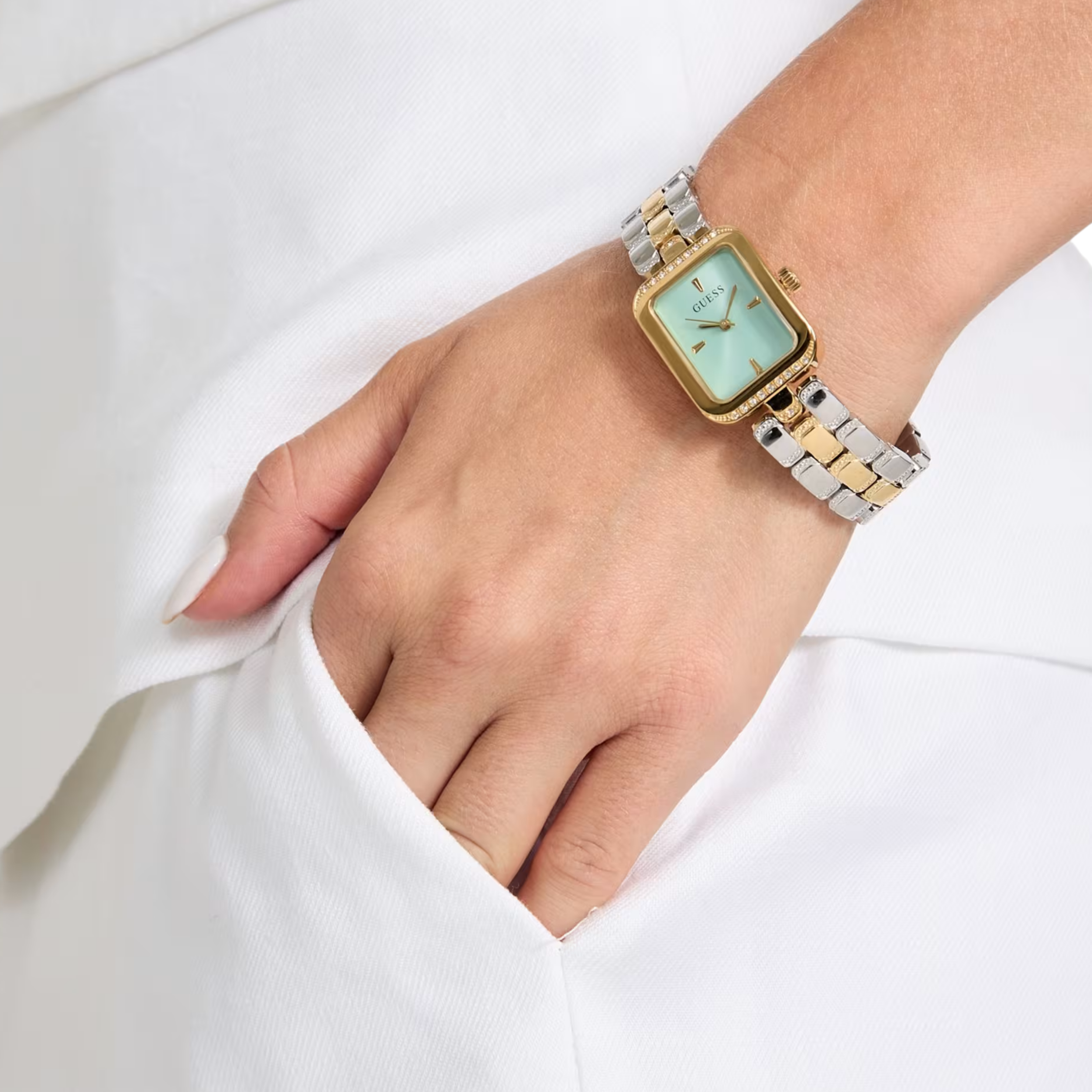 Guess Women Silver and Gold Tone Analog Watch GW0865L4 - Silver Gold