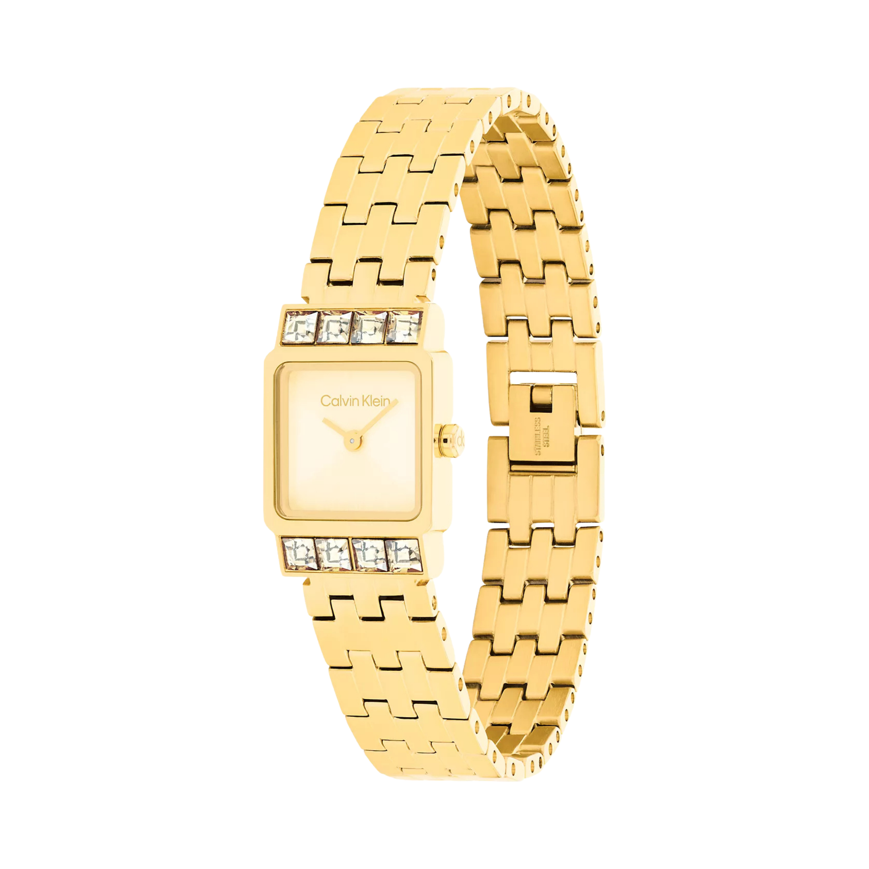 Calvin Klein Women Square Dial Link Bracelet Watch - Gold