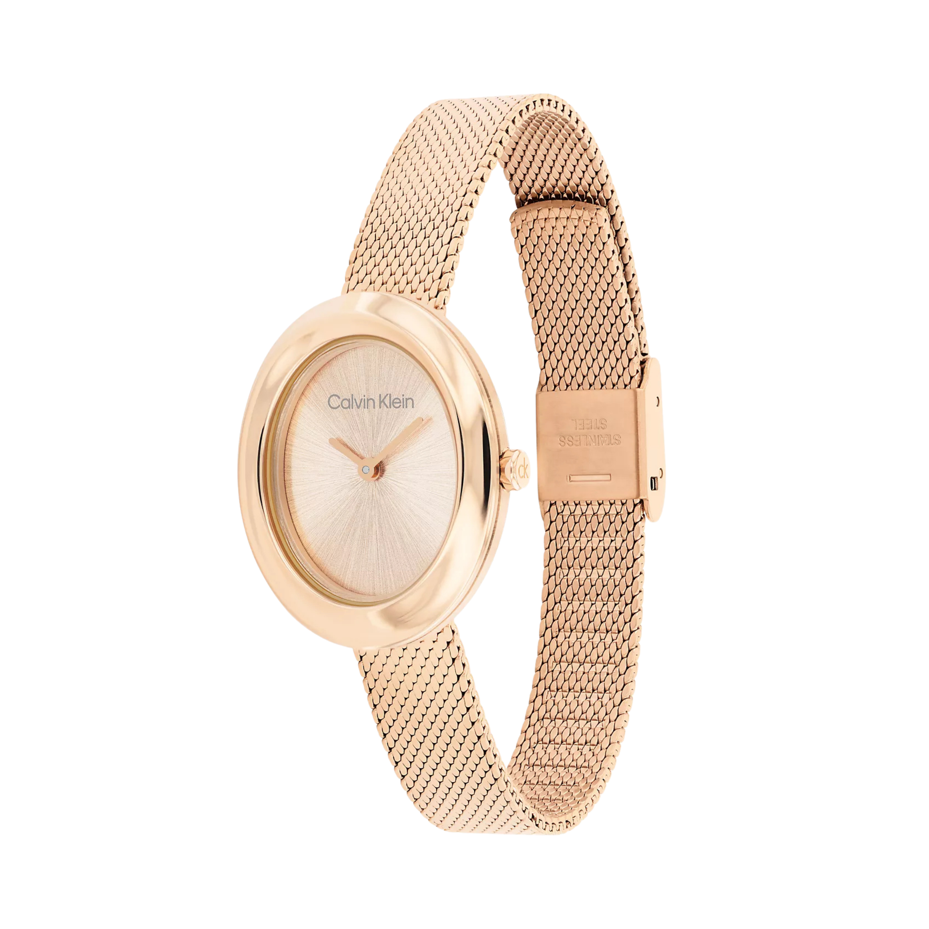 Calvin Klein Women Contoured Bezel Oval Dial Watch - Gold