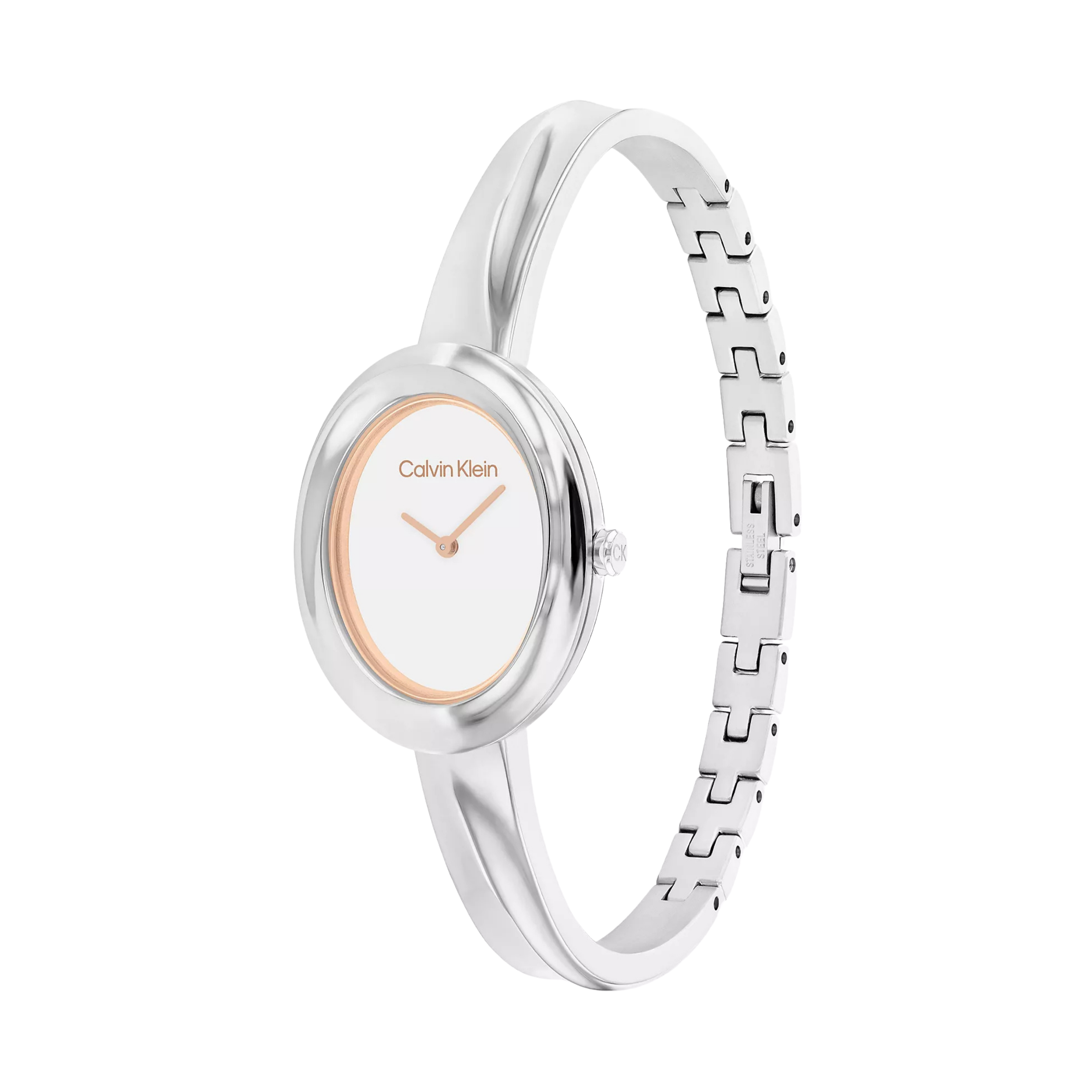 Calvin Klein Women Contoured Bezel Watch - Silver