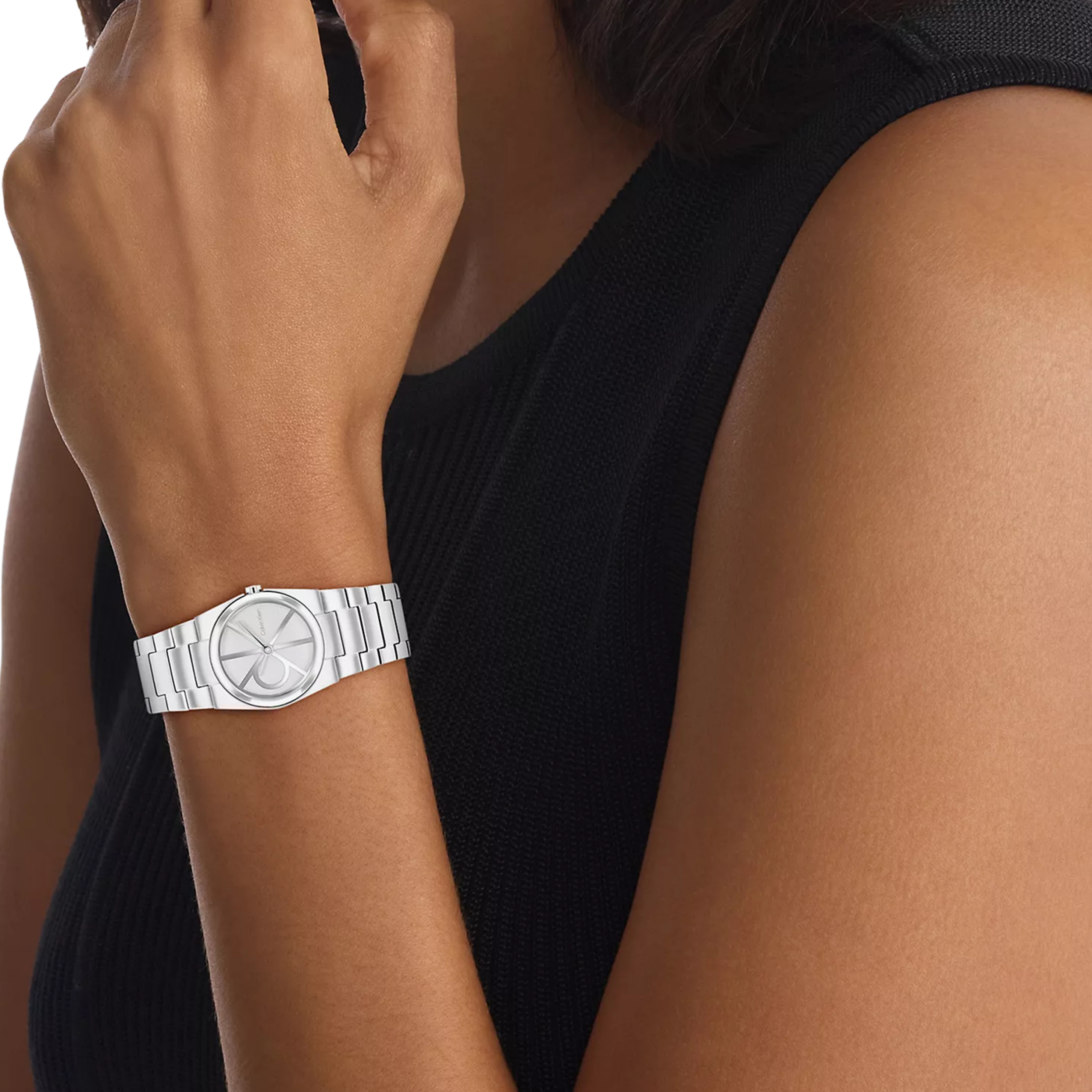 Calvin Klein Women Emblem Dial Link Bracelet Watch - Silver