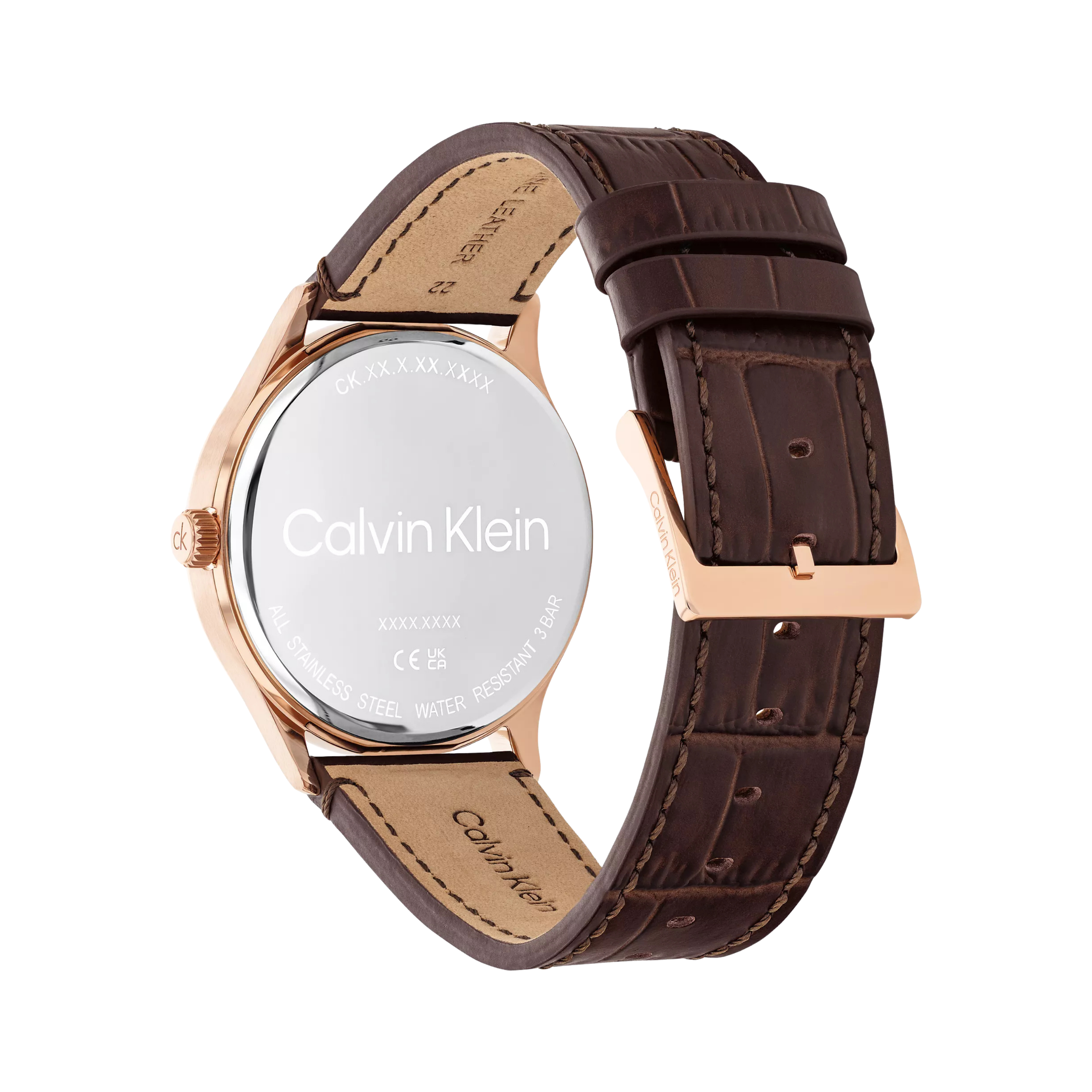Calvin Klein Men Brushed Dial Leather Strap Watch 25200553 - Brown