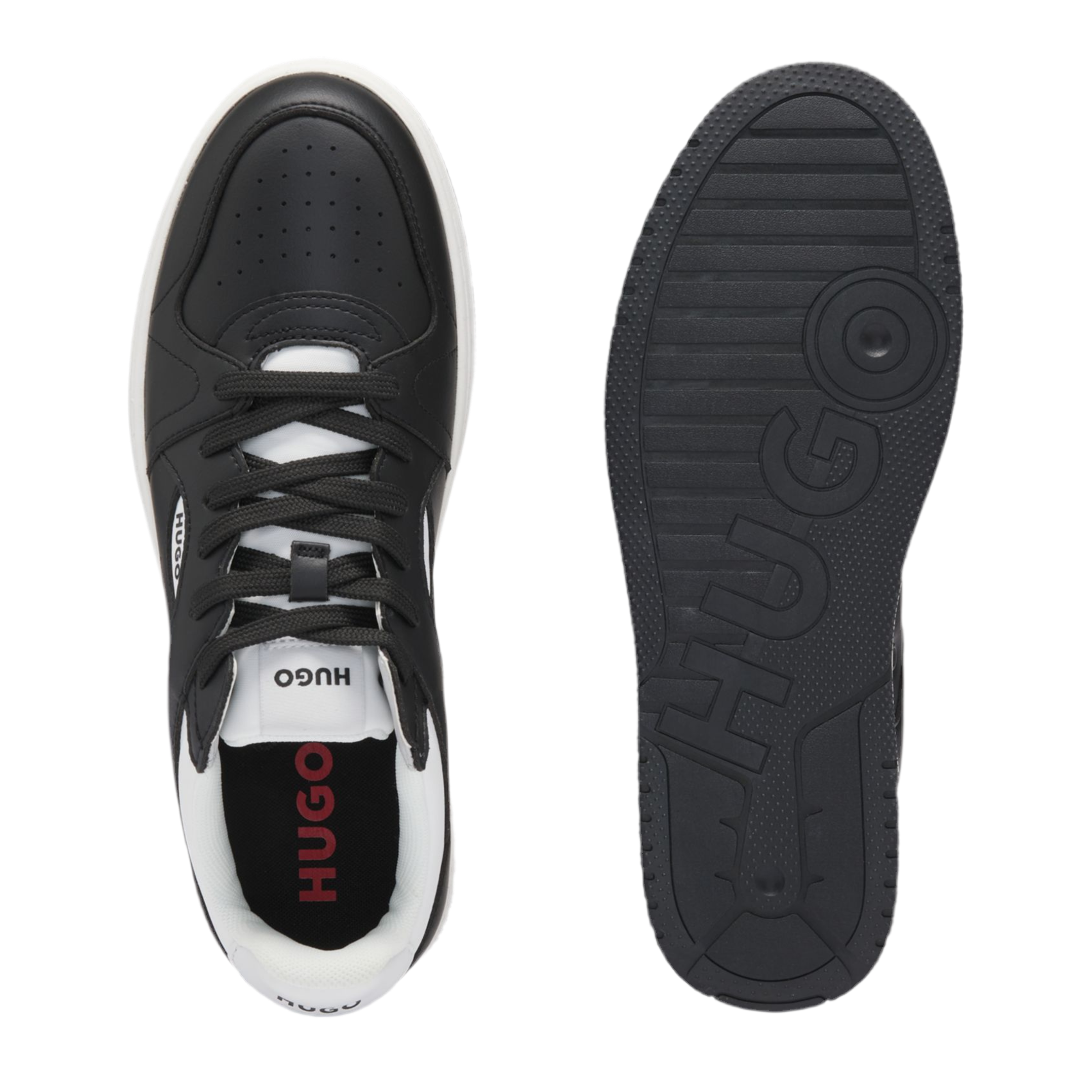 Hugo Boss Men Faux Leather Lace Up Trainers - Dark Grey