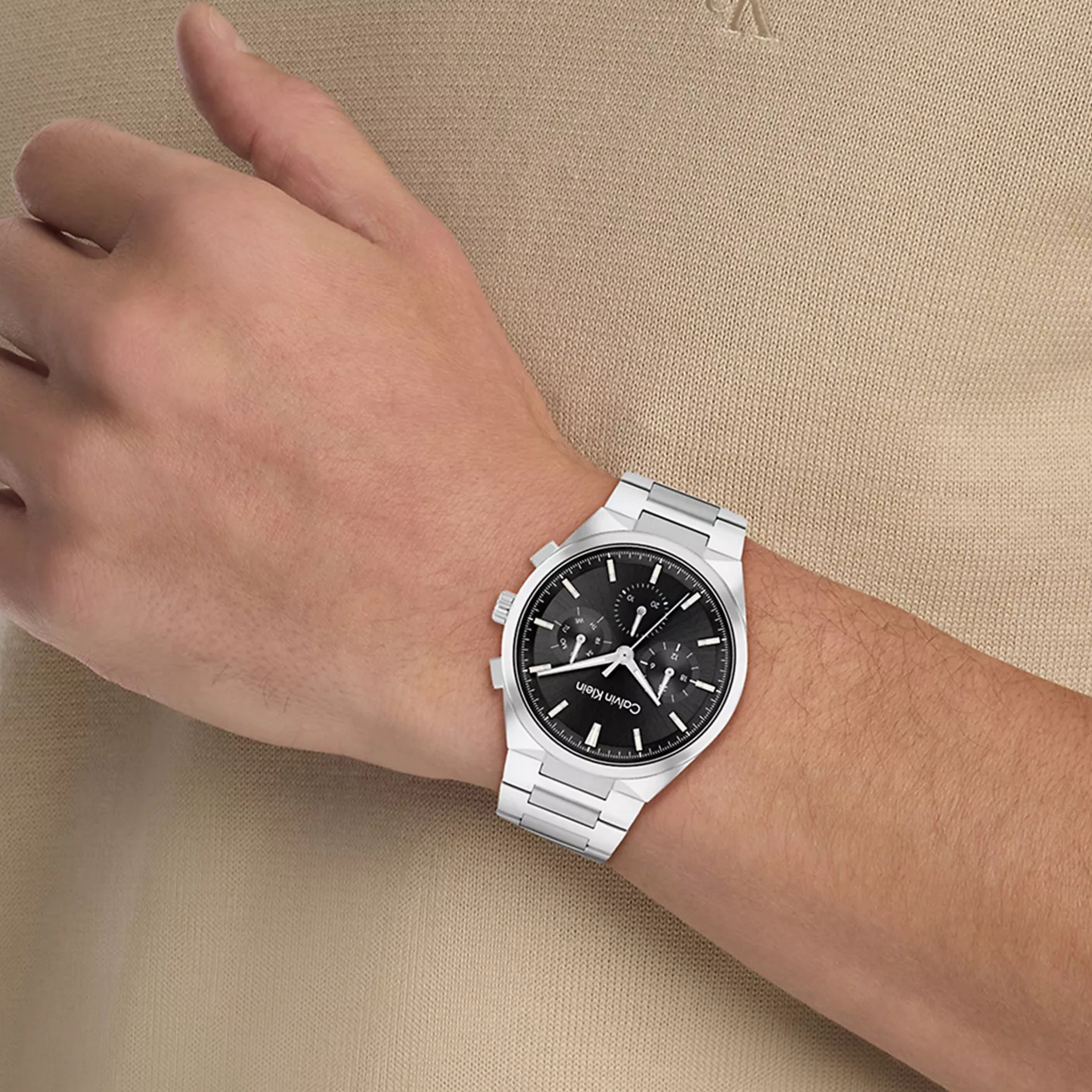 Calvin Klein Men Multifunction H Link Bracelet Watch 25200441 - Black Silver