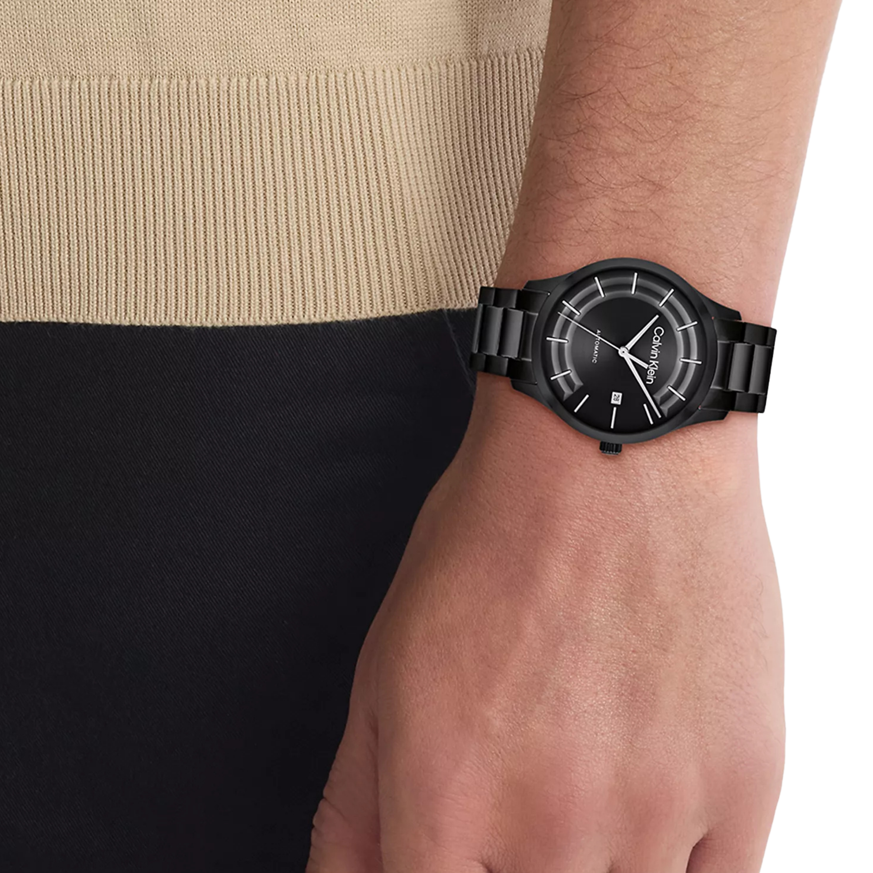 Calvin Klein Men Automatic H Link Bracelet Watch 25300023 - Black
